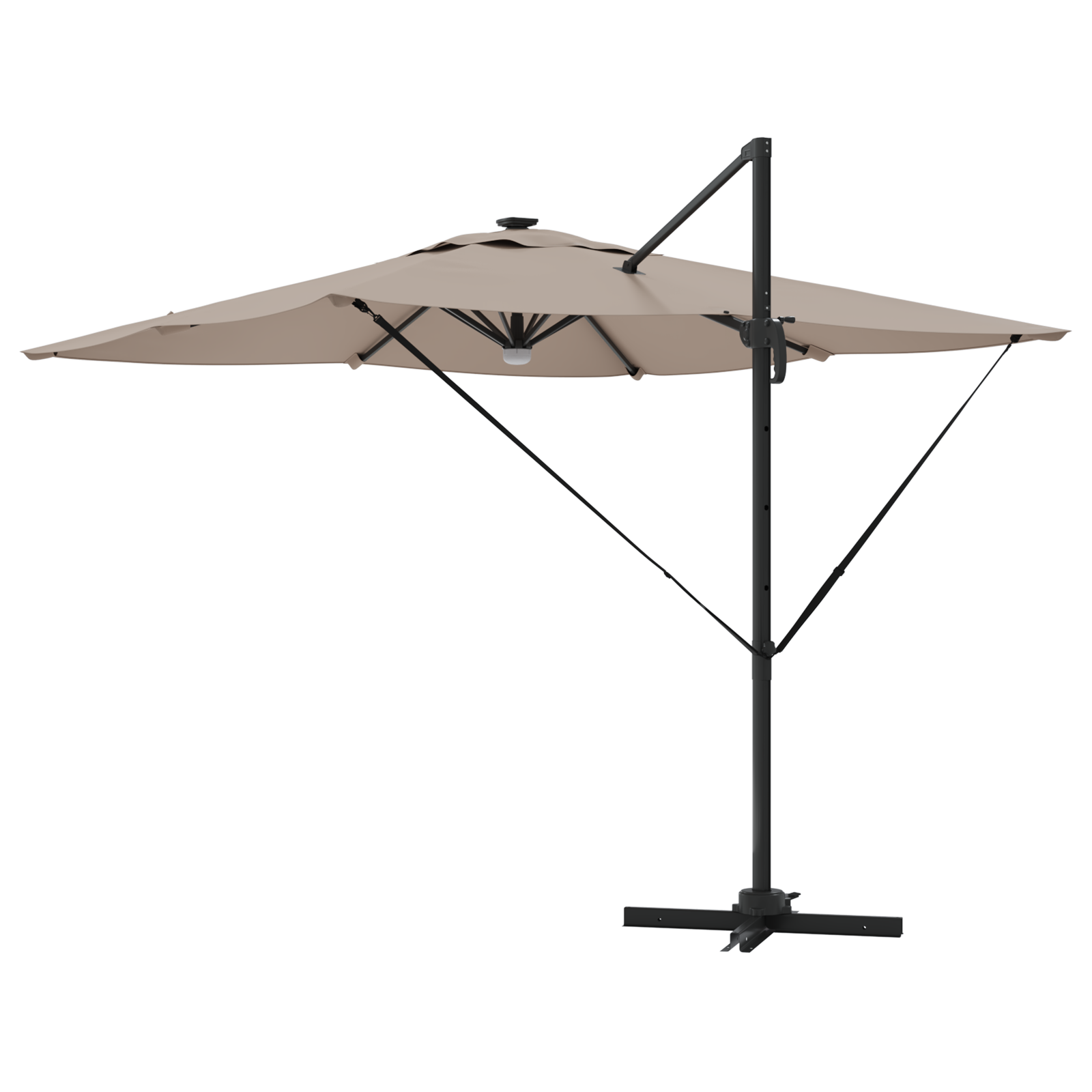 Cantilever Roma Parasol with LEDs Taupe 286x285x270 cm Aluminium - Image 5