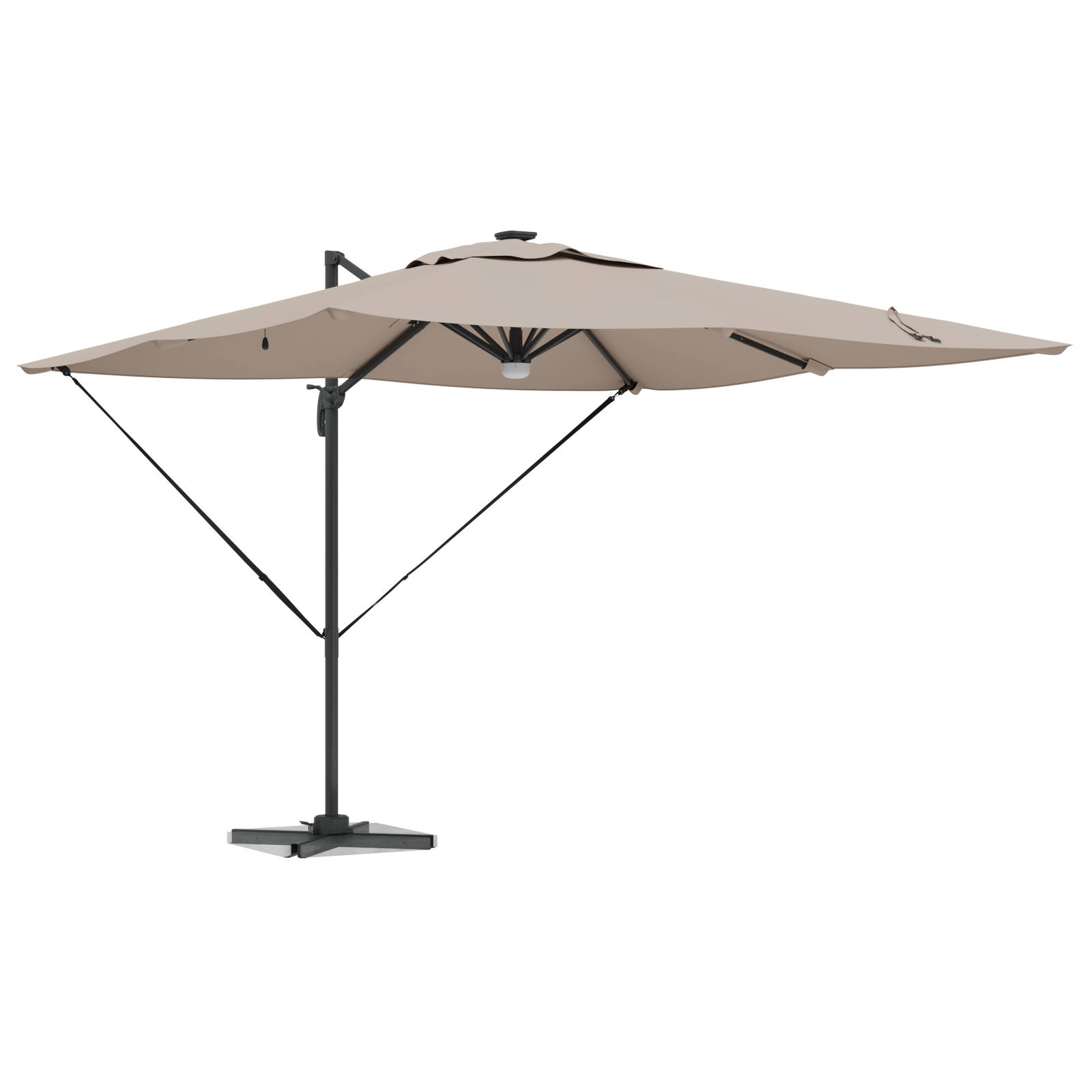 Cantilever Roma Parasol with LEDs Taupe 286x285x270 cm Aluminium - Image 3