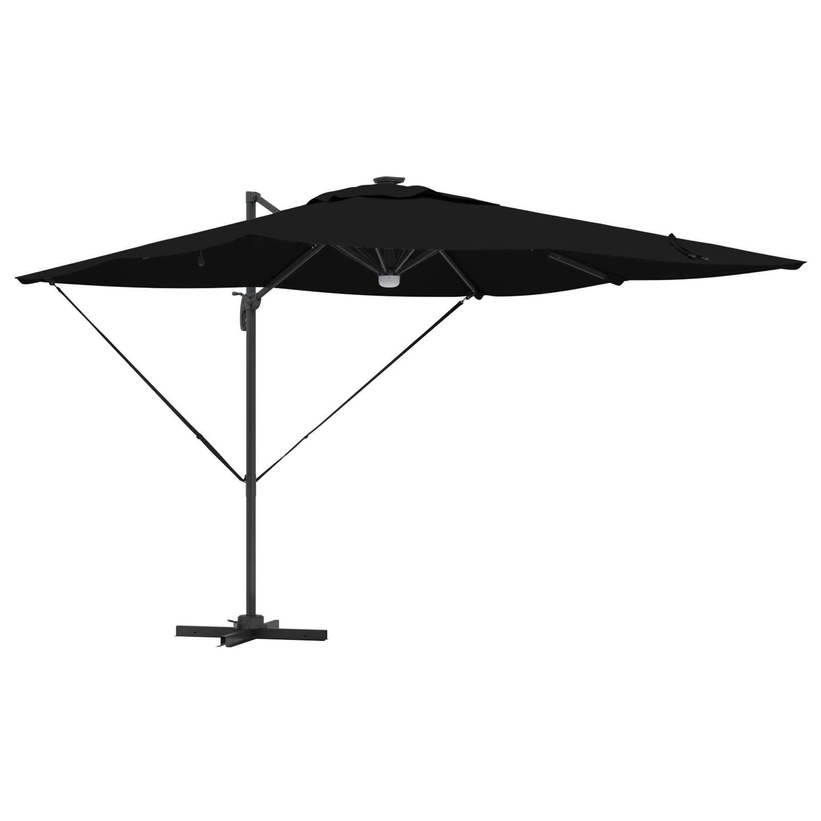 Cantilever Roma Parasol with LEDs Black 286x285x270 cm Aluminium