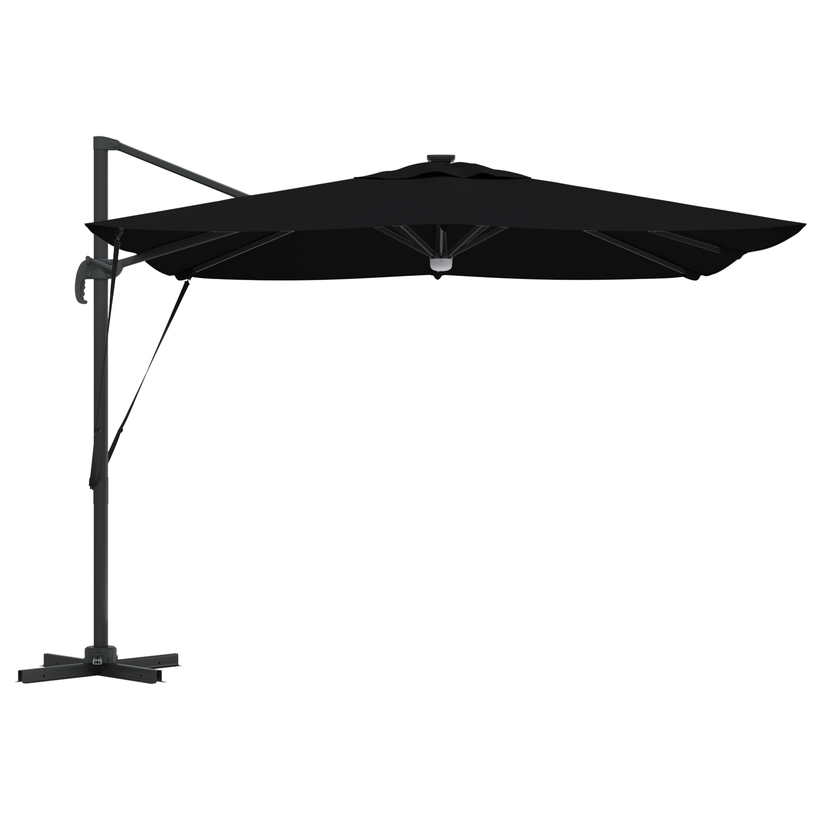Cantilever Roma Parasol with LEDs Black 286x285x270 cm Aluminium - Image 5