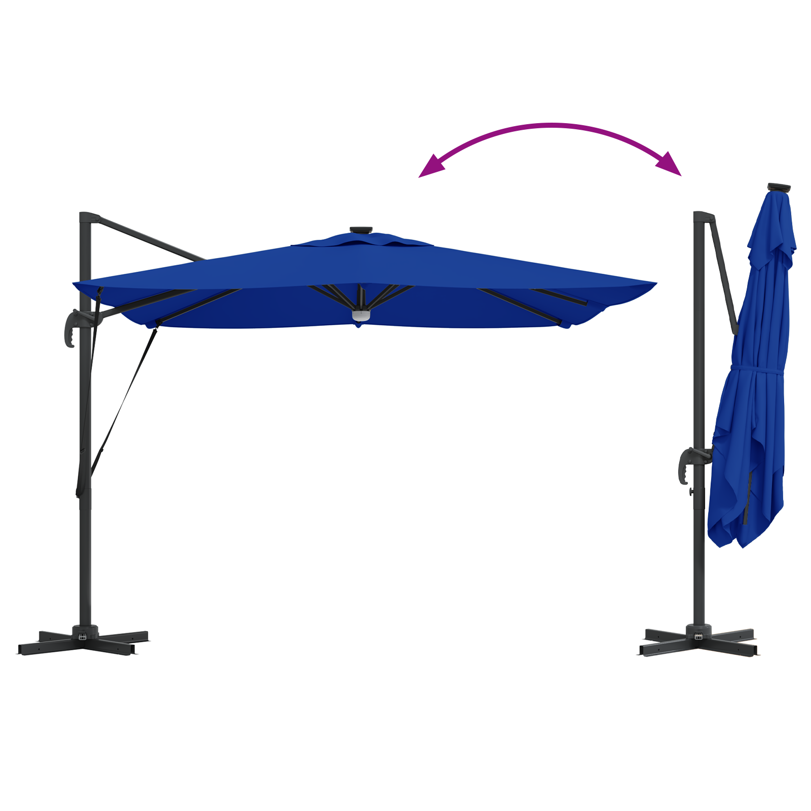 Cantilever Roma Parasol with LEDs Azure Blue 286x285x270 cm Aluminium - Image 10