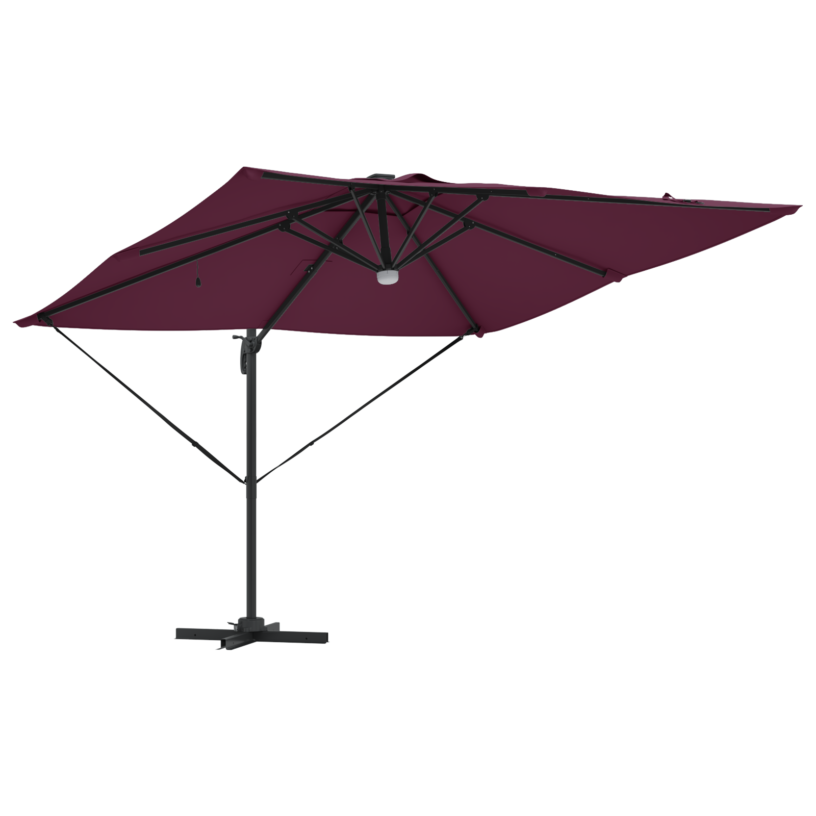 Cantilever Roma Parasol with LEDs Bordeaux Red 286x285x270 cm Aluminium - Image 4