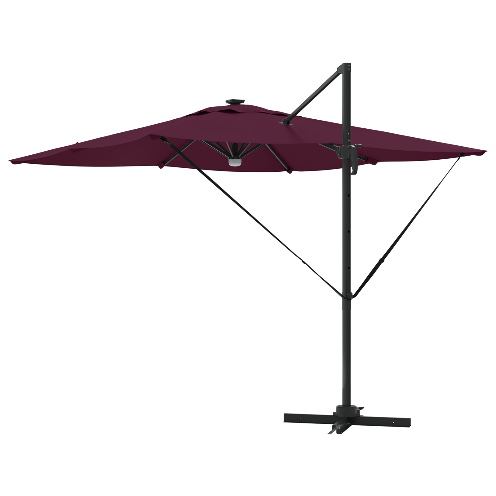 Cantilever Roma Parasol with LEDs Bordeaux Red 286x285x270 cm Aluminium - Image 6
