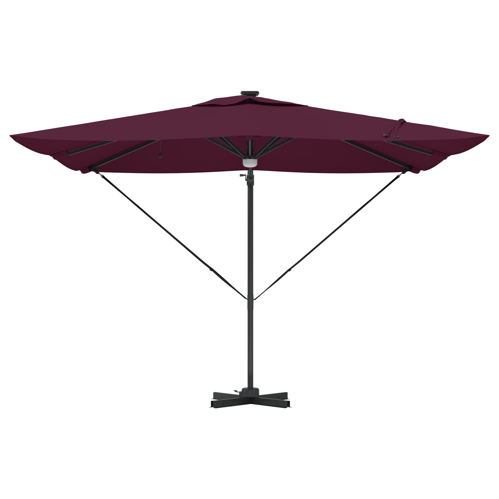 Cantilever Roma Parasol with LEDs Bordeaux Red 286x285x270 cm Aluminium - Image 5