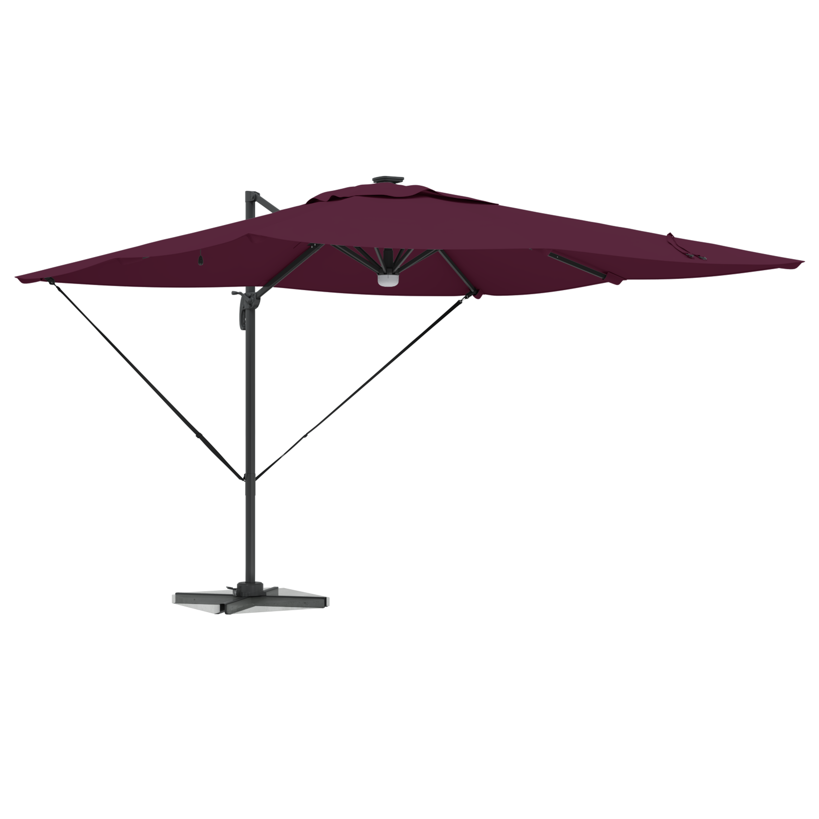 Cantilever Roma Parasol with LEDs Bordeaux Red 286x285x270 cm Aluminium - Image 3