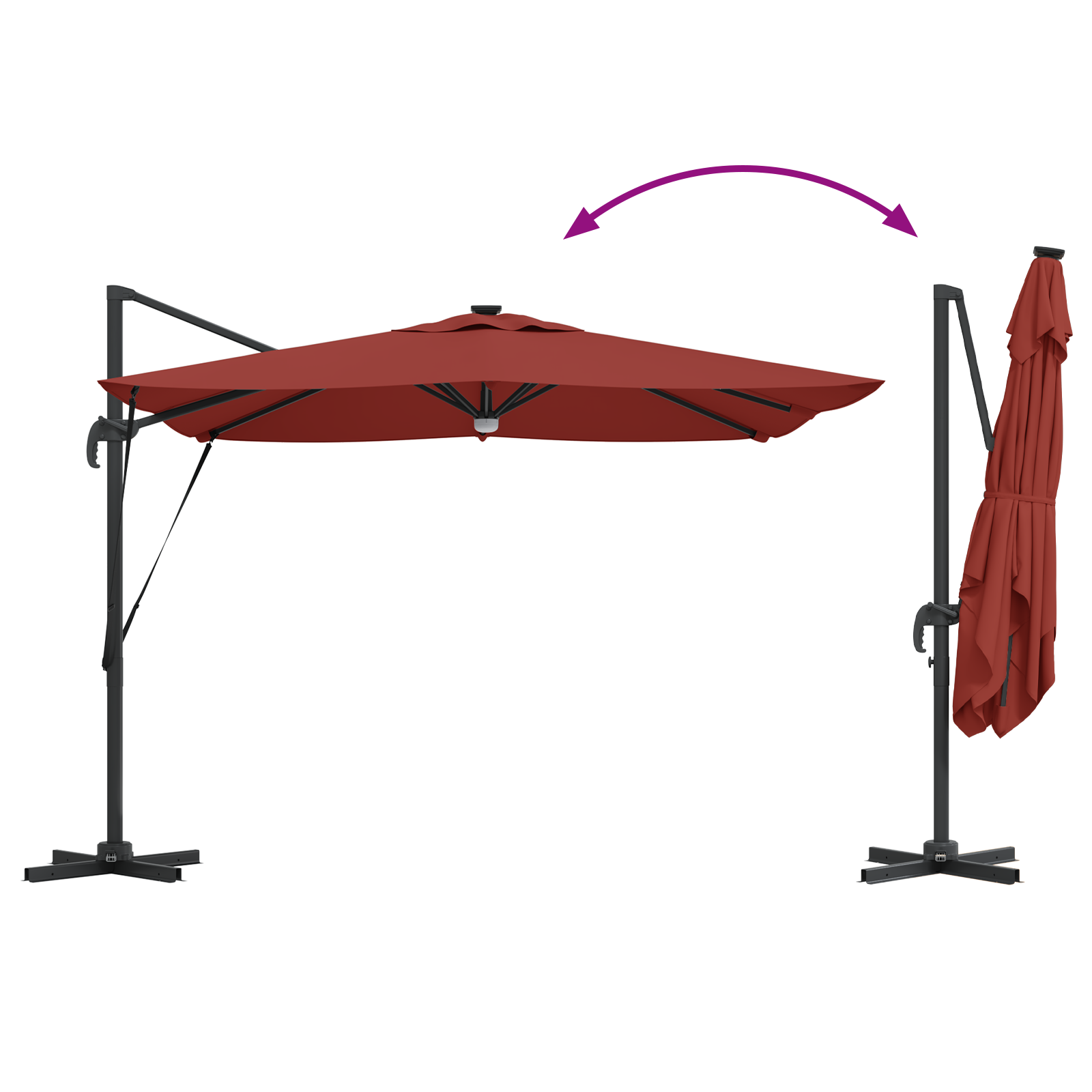 Cantilever Roma Parasol with LEDs Terracotta 286x285x270 cm Aluminium - Image 11