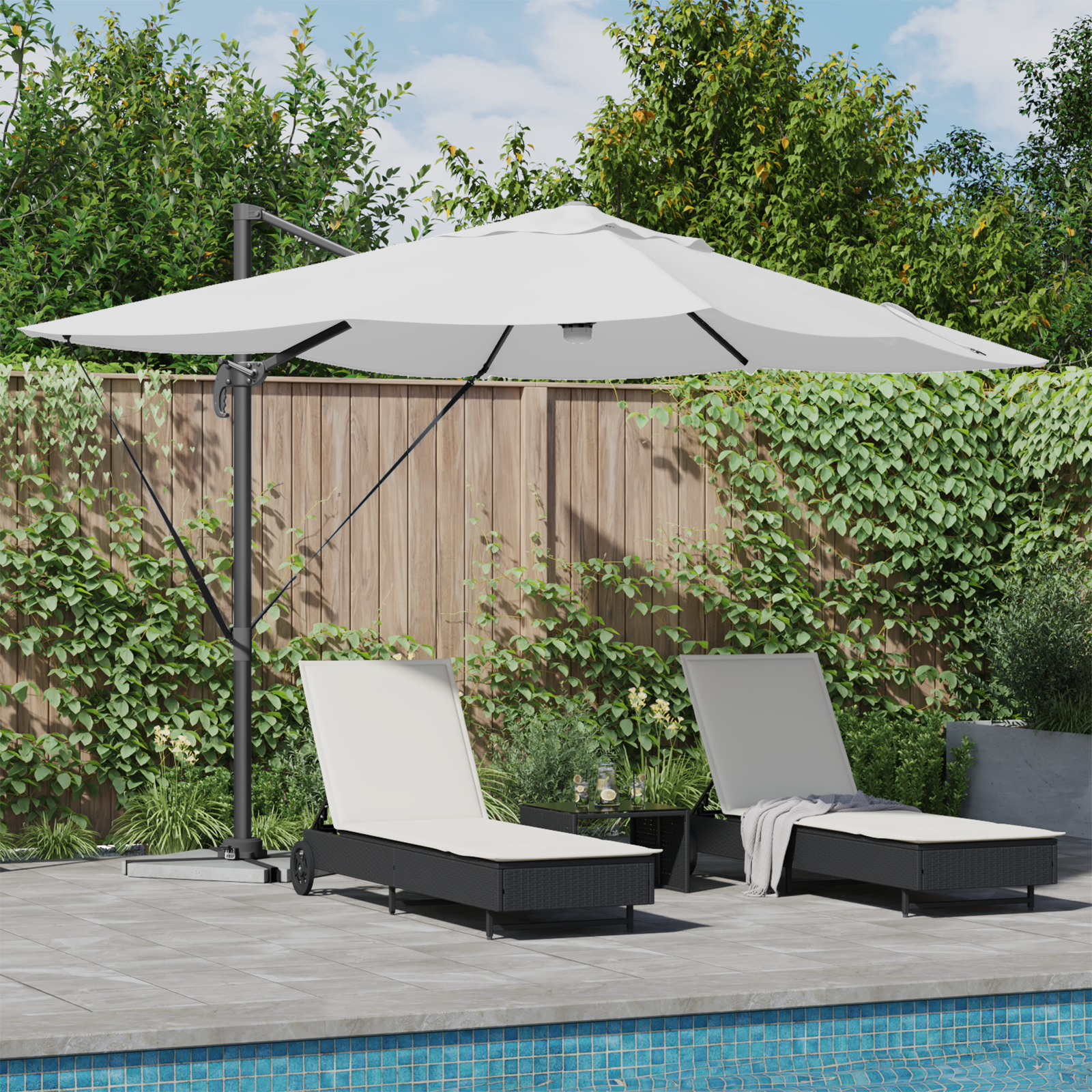 Vrijdragende Parasol Zand Polyester, Aluminium Groot Inklapbaar