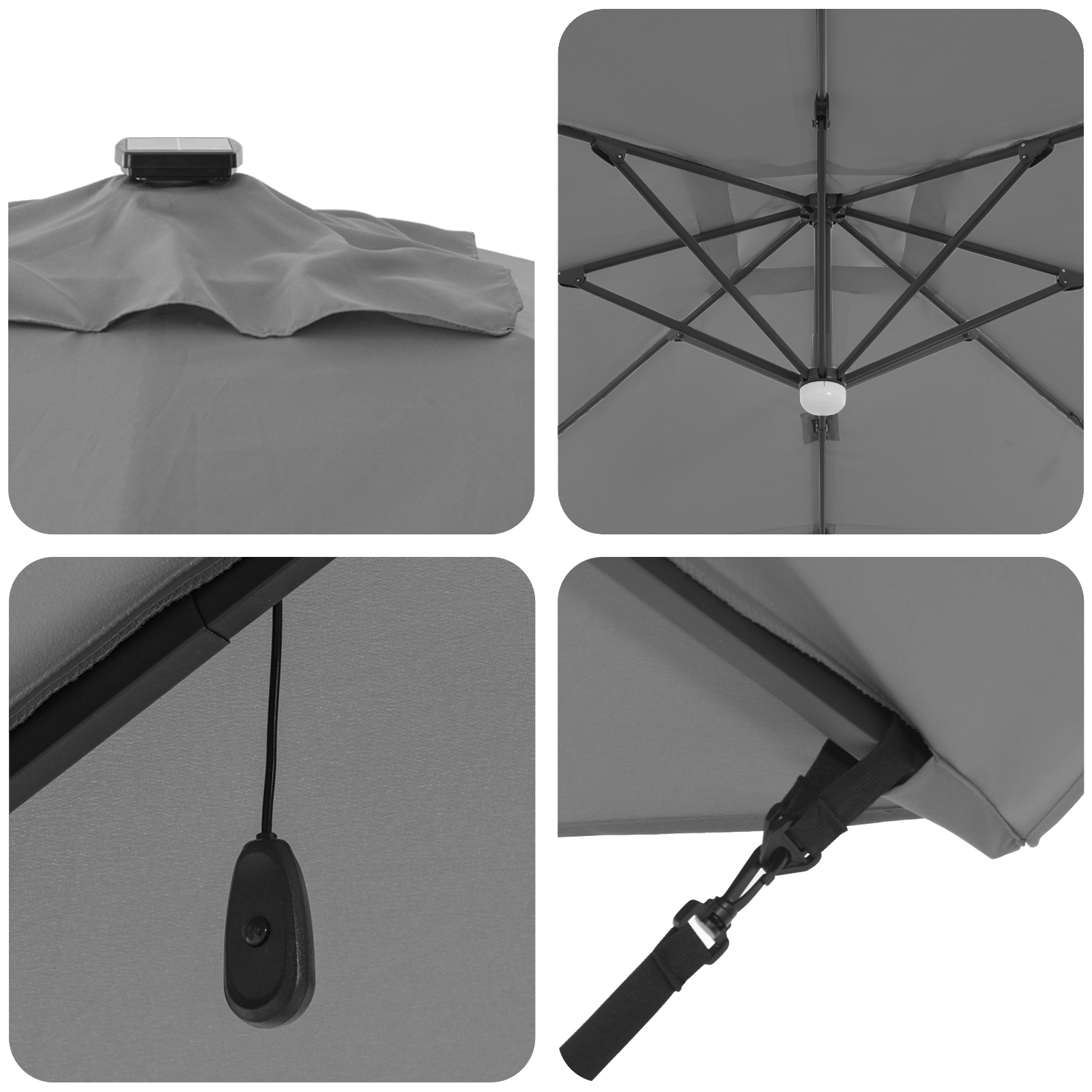 Cantilever Umbrella - Anthracite Anthracite Polyester Large - Image 6