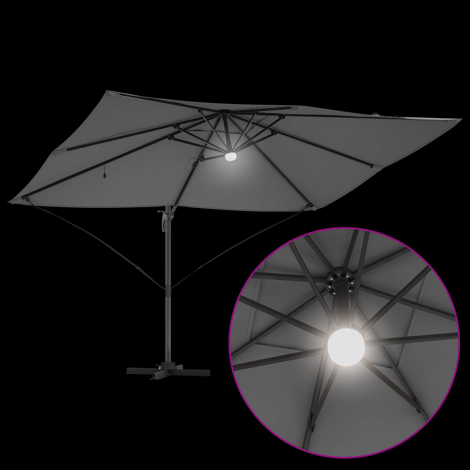 Cantilever Umbrella - Anthracite Anthracite Polyester Large - Image 8