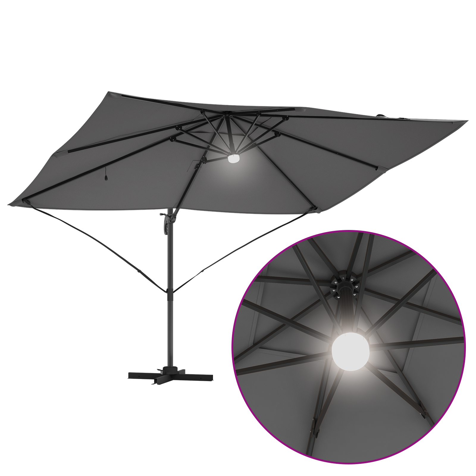 Cantilever Umbrella - Anthracite Anthracite Polyester Large - Image 9