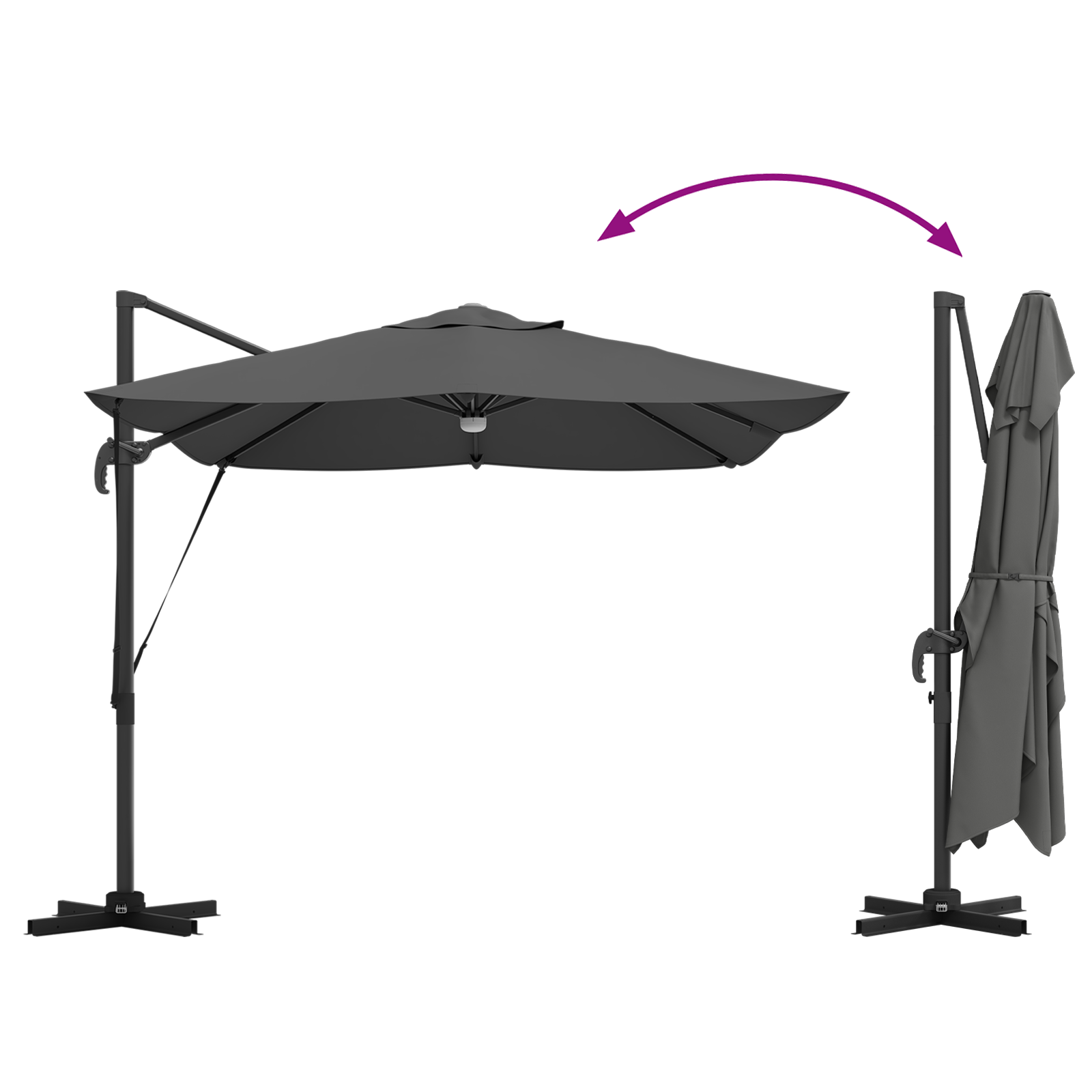 Cantilever Umbrella - Anthracite Anthracite Polyester Large - Image 10