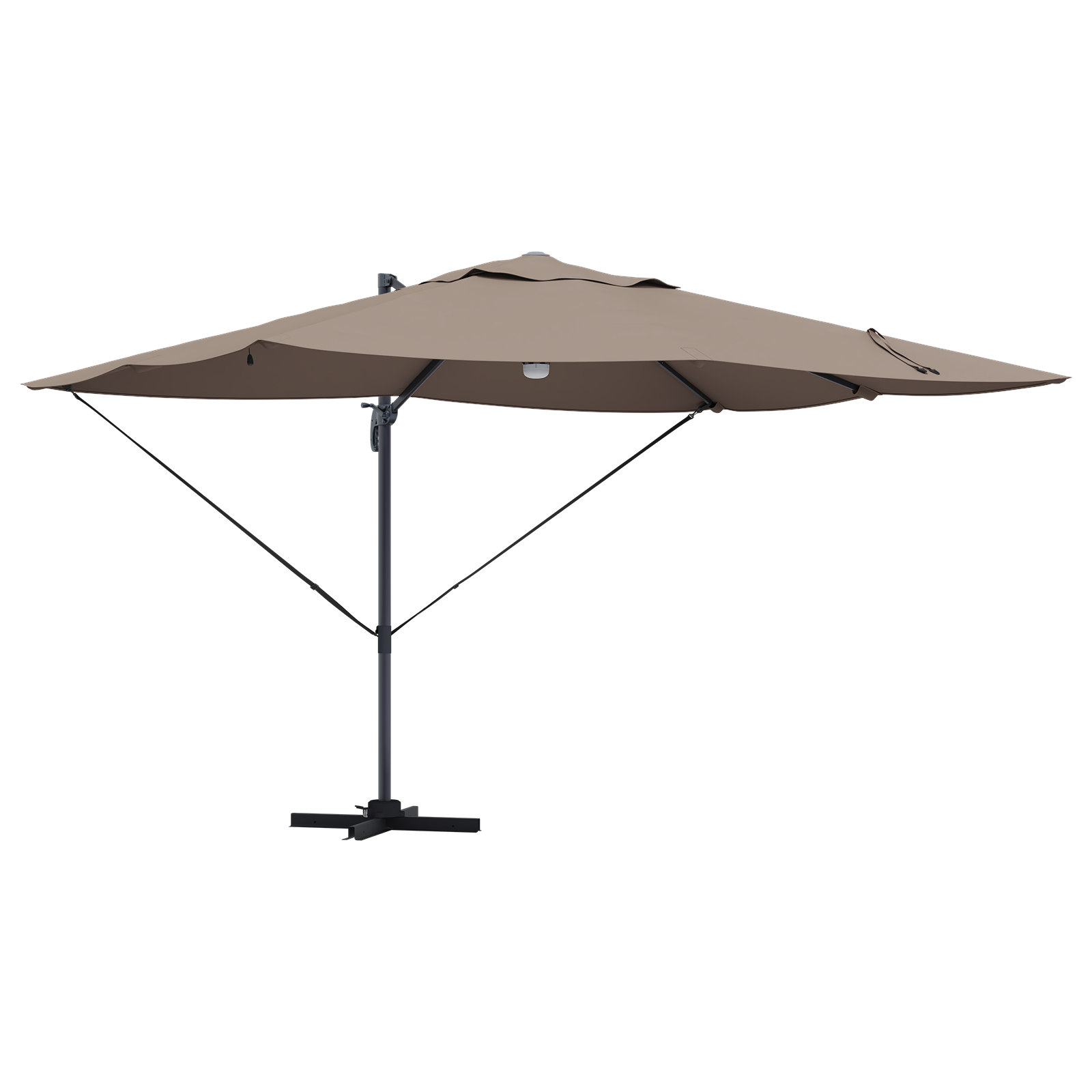 Cantilever Umbrella - Taupe Taupe Fabric Large Height-Adjustable - Image 2