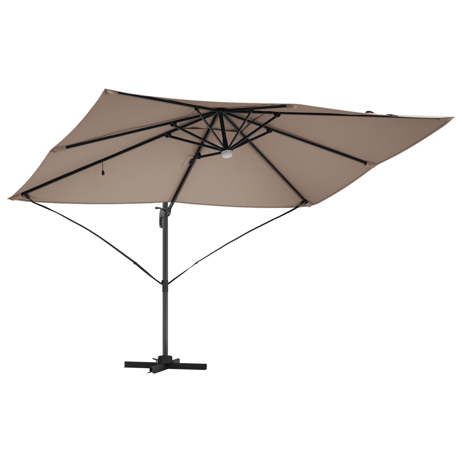 Cantilever Umbrella - Taupe Taupe Fabric Large Height-Adjustable - Image 4