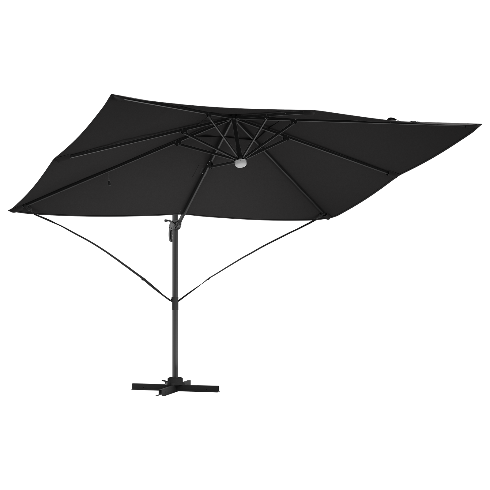 Cantilever Umbrella - Black Polyester, Powder-Coated Steel Large - Image 4