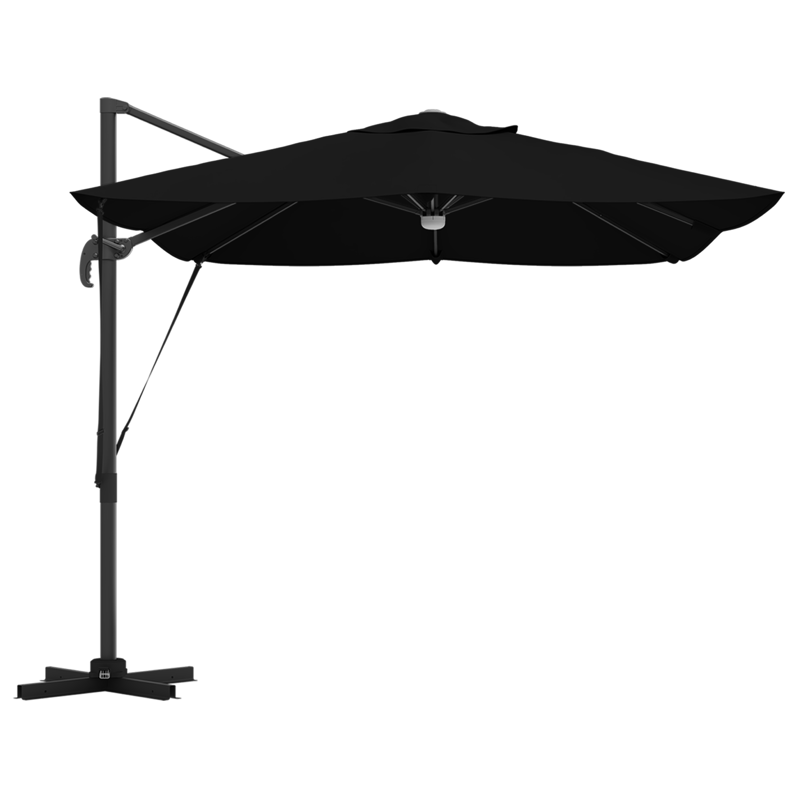 Cantilever Umbrella - Black Polyester, Powder-Coated Steel Large - Image 6