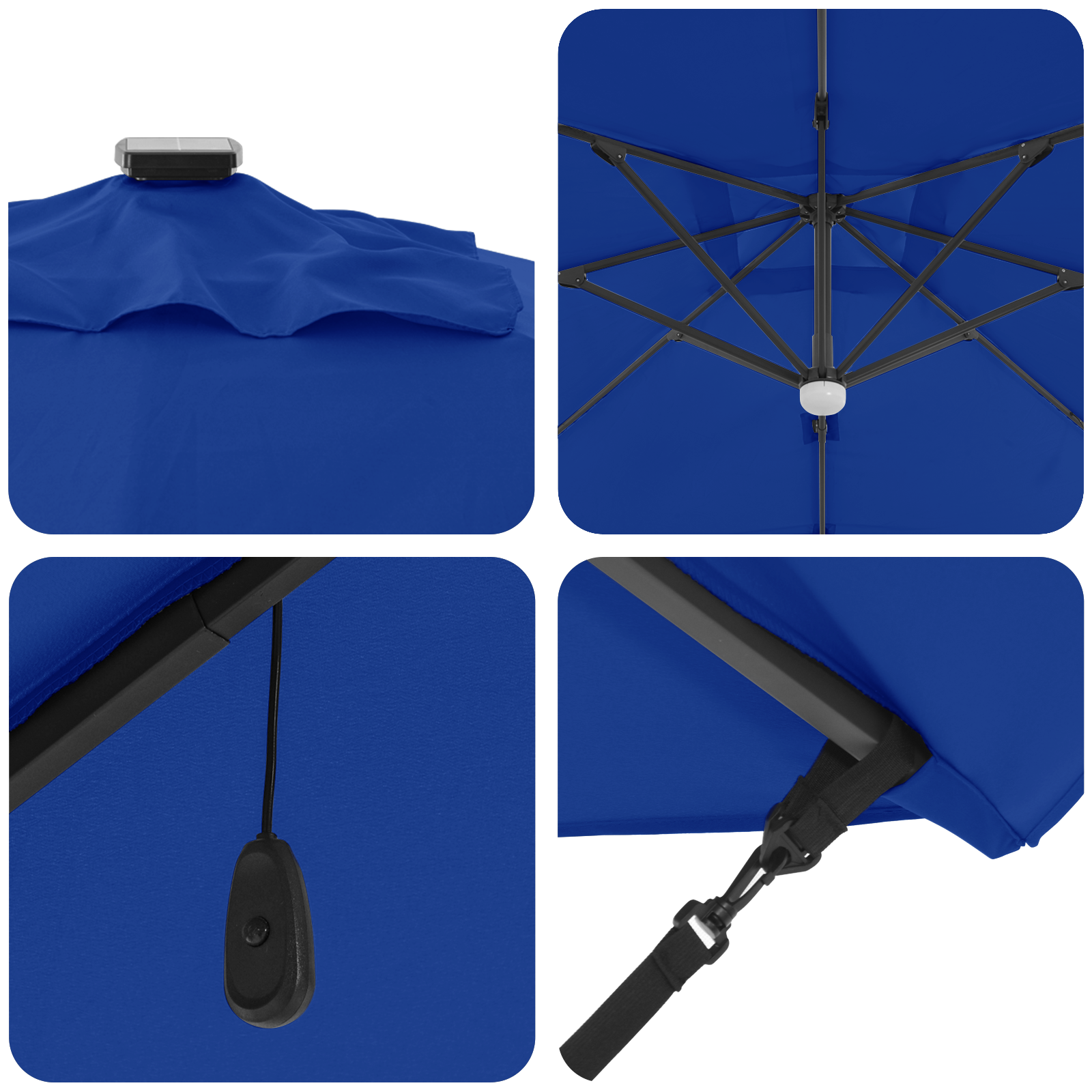 Azure Blue Cantilever Umbrella Azure blue Polyester canopy Large - Image 7