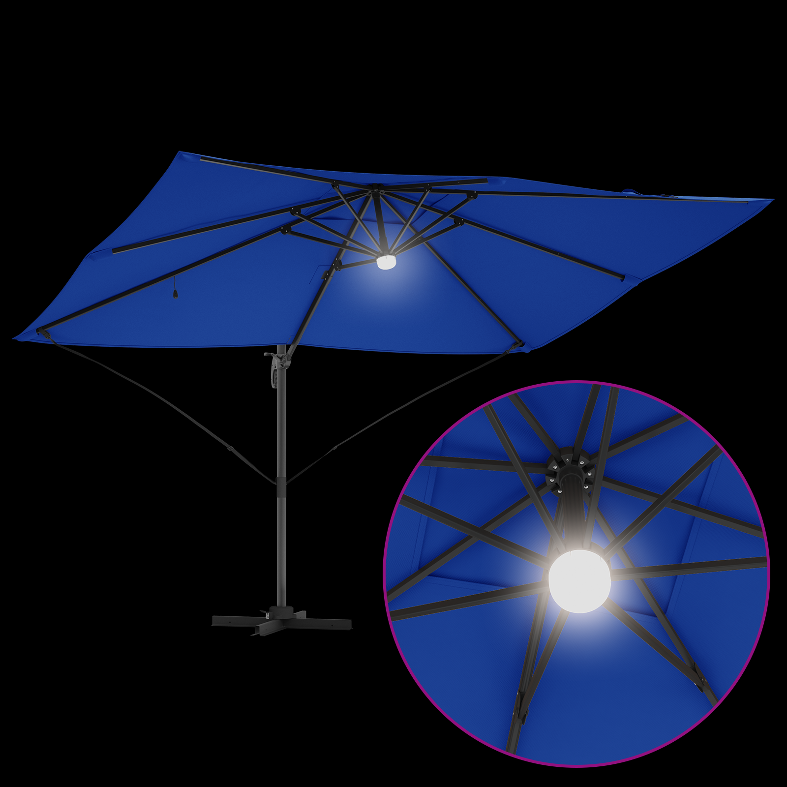 Azure Blue Cantilever Umbrella Azure blue Polyester canopy Large - Image 9
