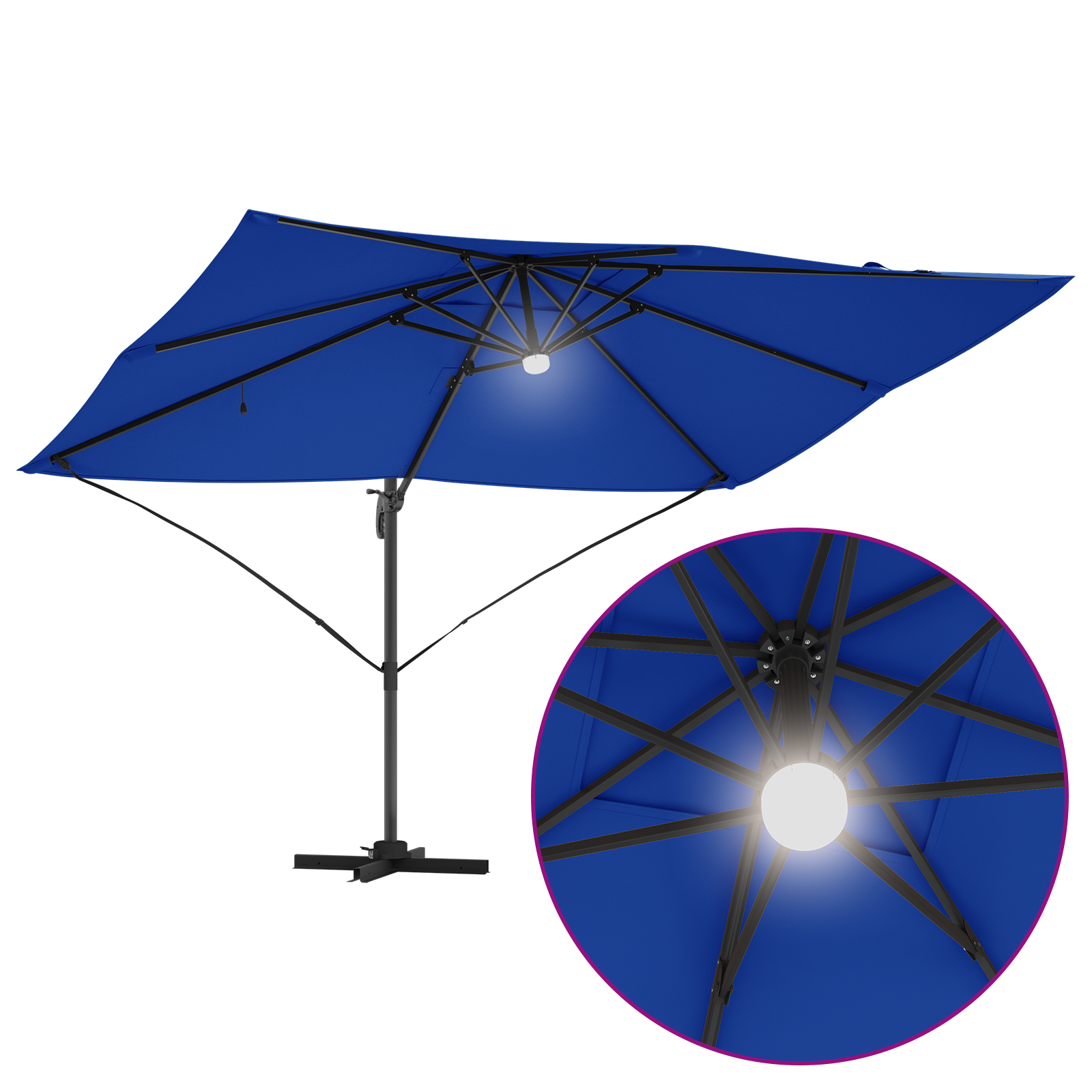 Azure Blue Cantilever Umbrella Azure blue Polyester canopy Large - Image 10
