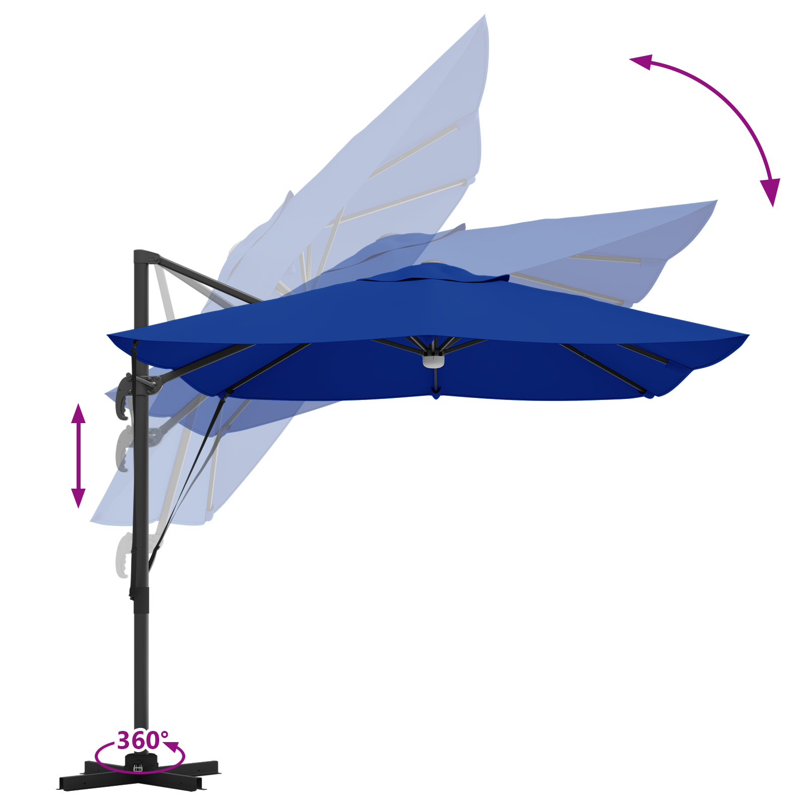 Azure Blue Cantilever Umbrella Azure blue Polyester canopy Large - Image 11