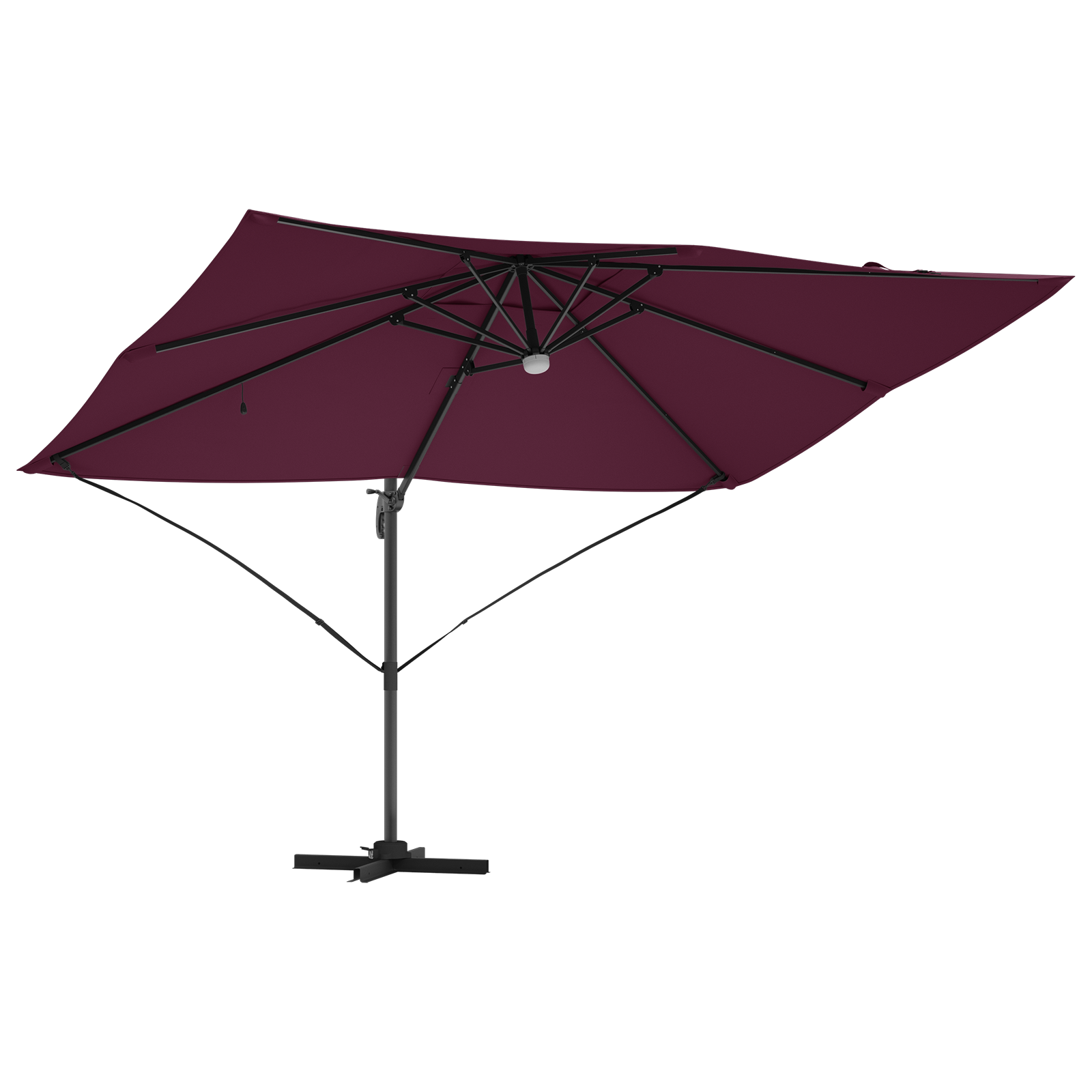 Cantilever Umbrella - Bordeaux Red Bordeaux red Metal and Fabric - Image 4
