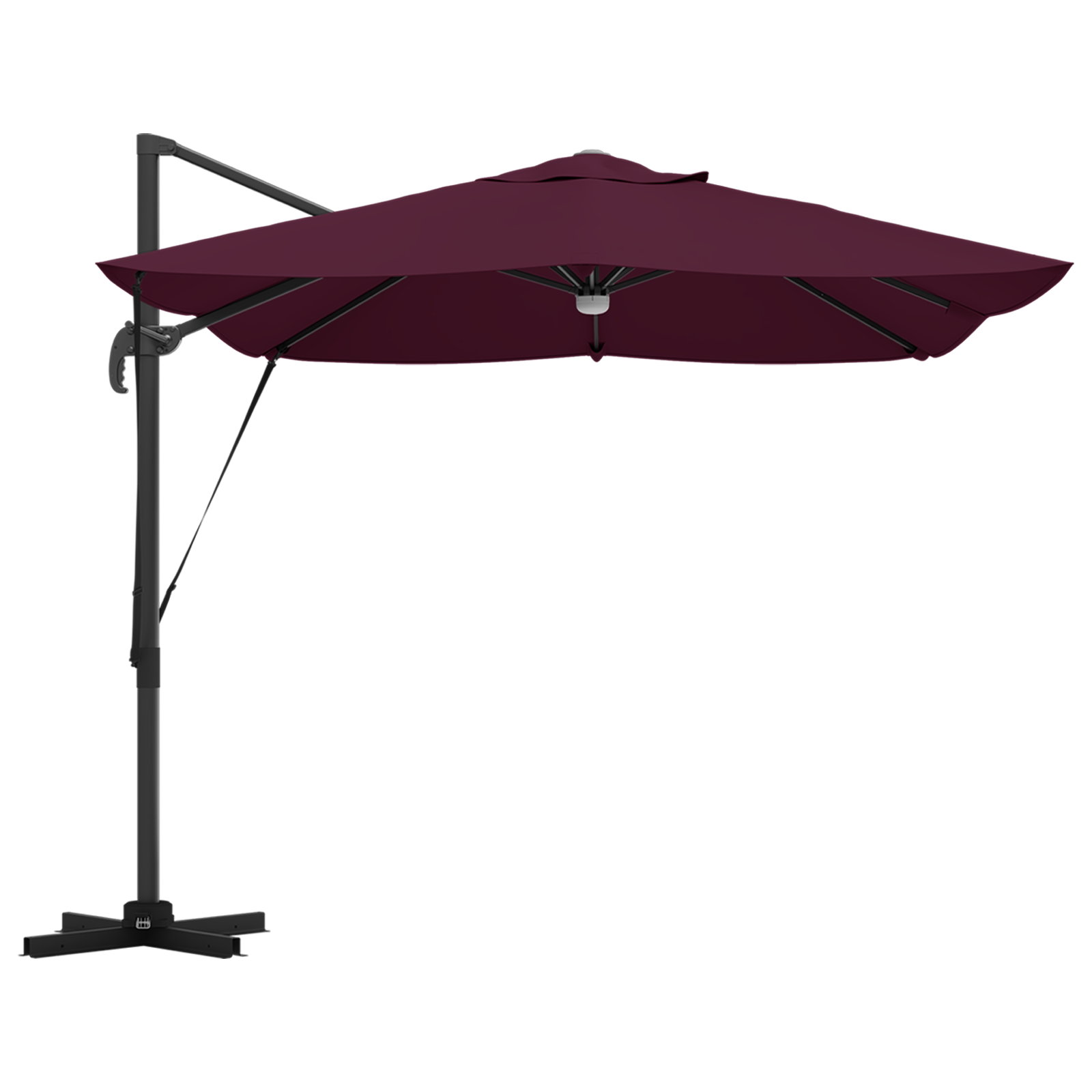 Cantilever Umbrella - Bordeaux Red Bordeaux red Metal and Fabric - Image 6