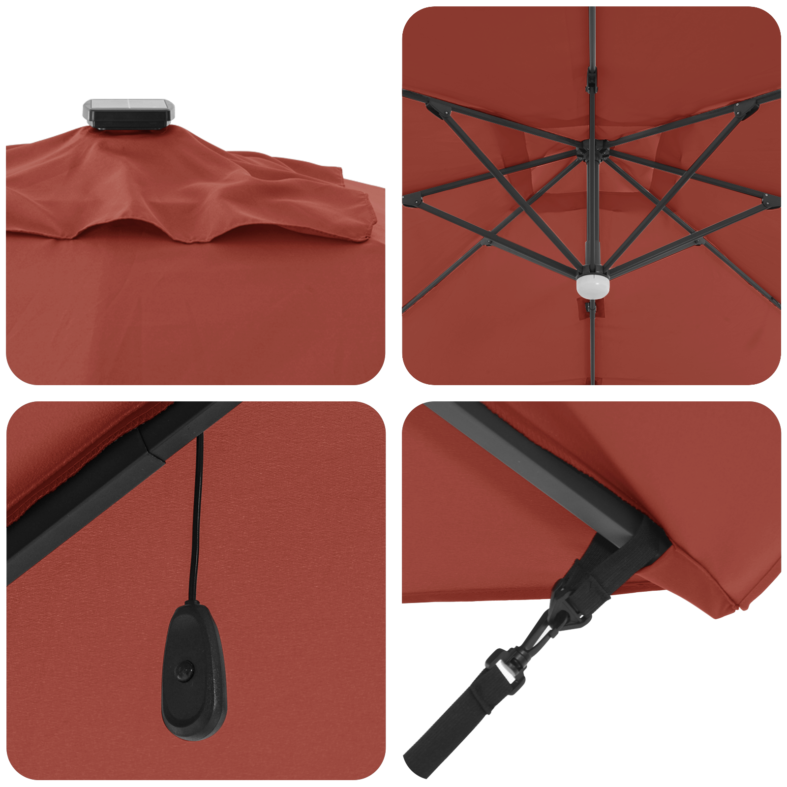 Cantilever Umbrella Terracotta Polyester Large Collapsible - Image 8