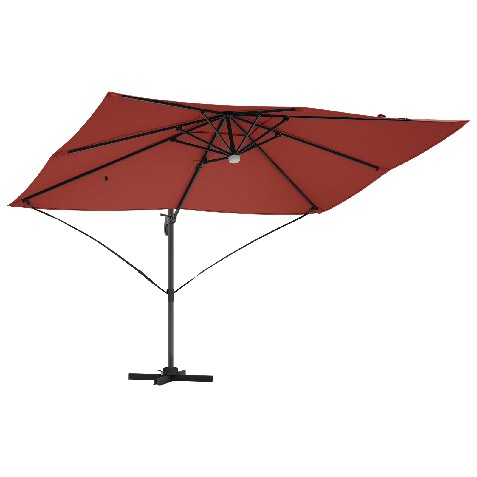 Cantilever Umbrella Terracotta Polyester Large Collapsible - Image 4