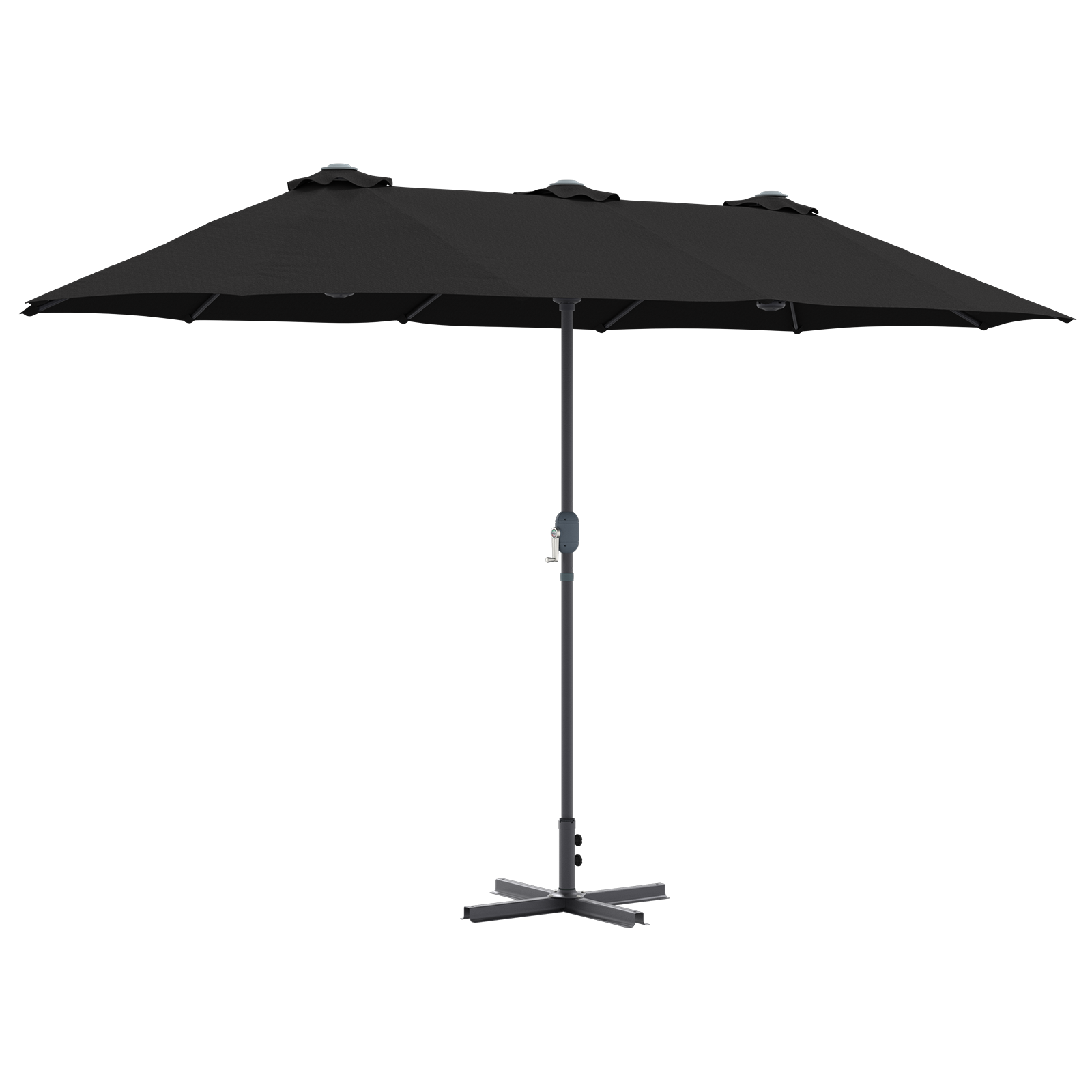 Tuinparasol Zwart 370 x 197 x 239 cm Polyester en Aluminium