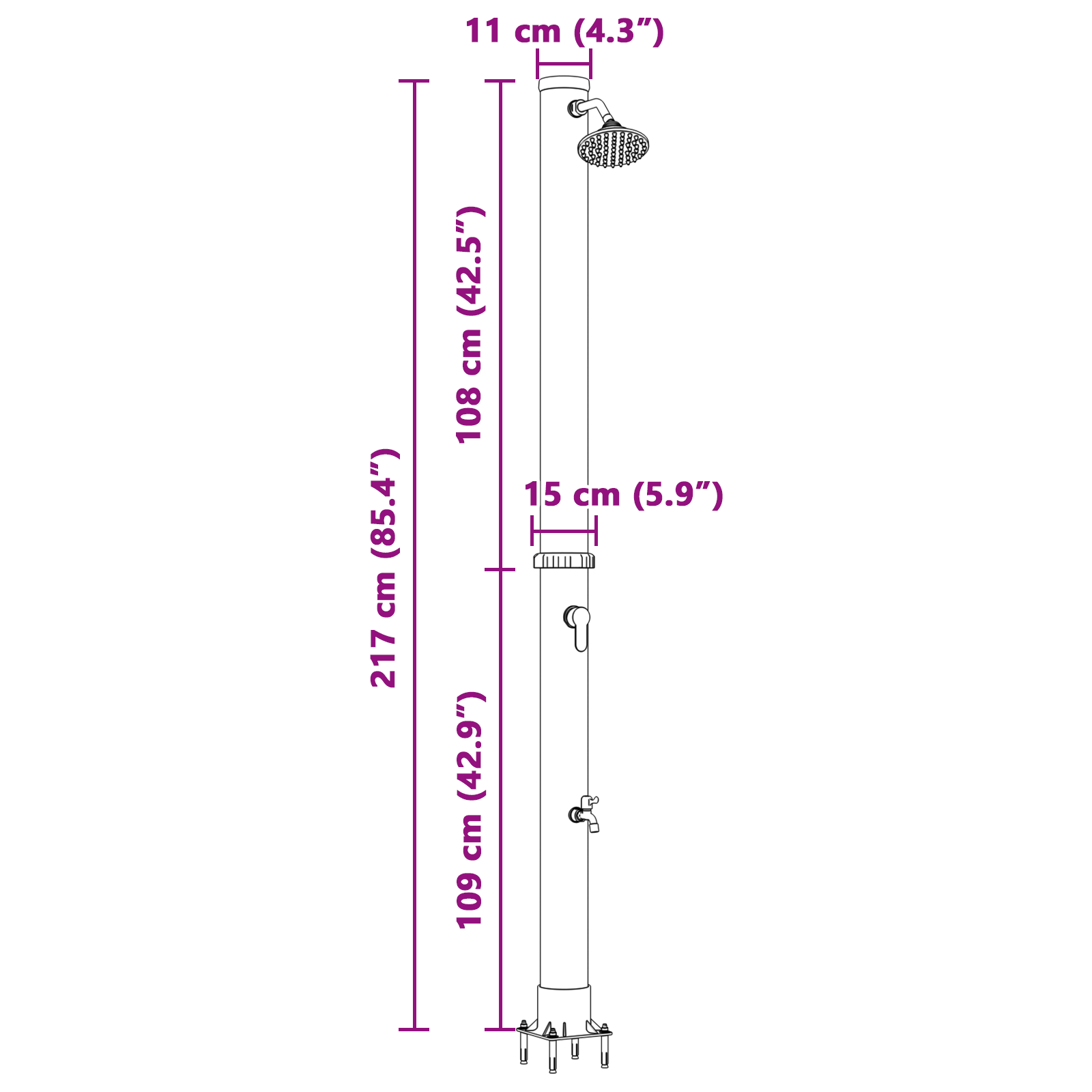 Outdoor Solar Shower with Faucet 217 cm 20 L - Image 11