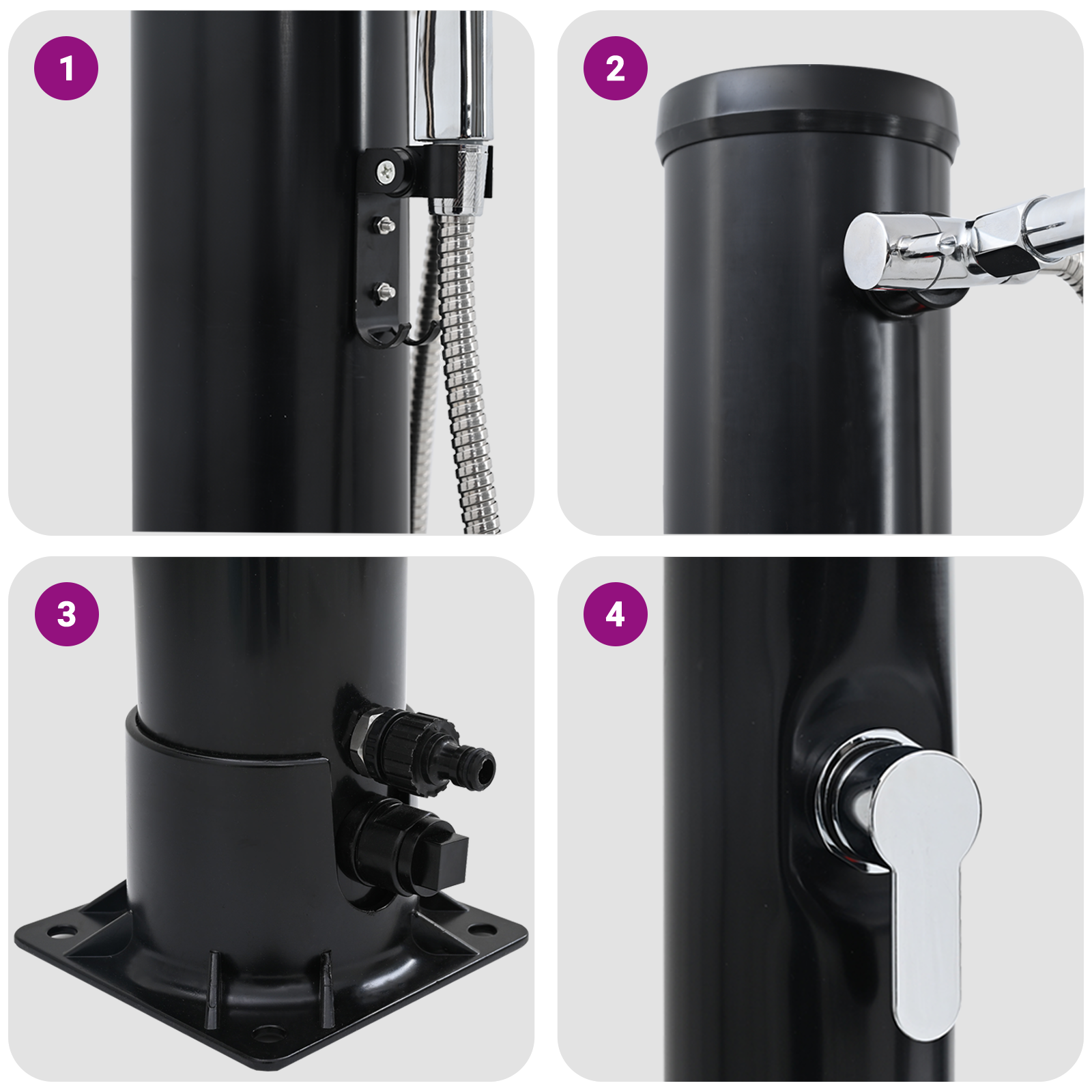 Outdoor Solar Shower with Handheld Shower Head 217 cm 20 L - Image 8