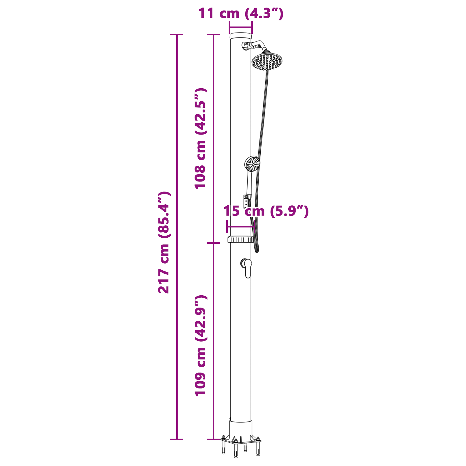 Outdoor Solar Shower with Handheld Shower Head 217 cm 20 L - Image 11