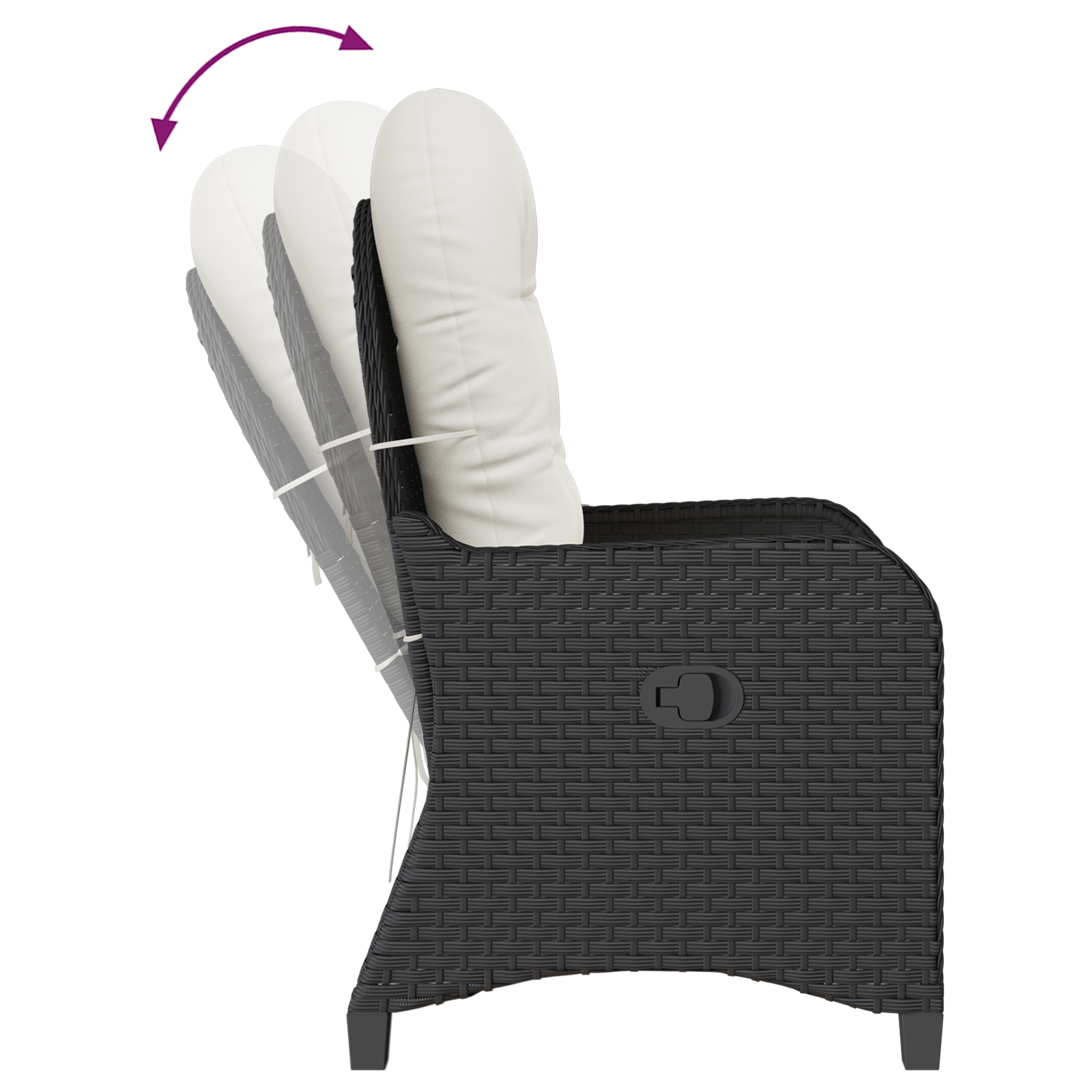 Recliner Chair with Cushion Black Poly Rattan - Image 10