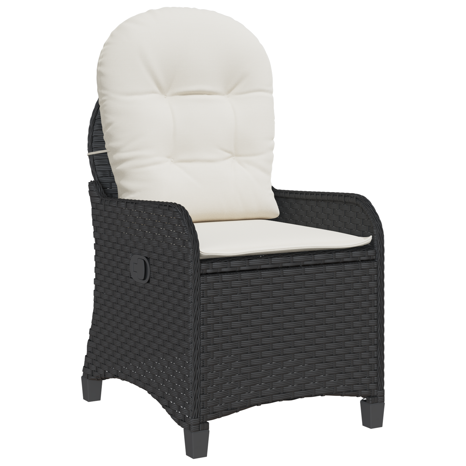 Recliner Chair with Cushion Black Poly Rattan - Image 2