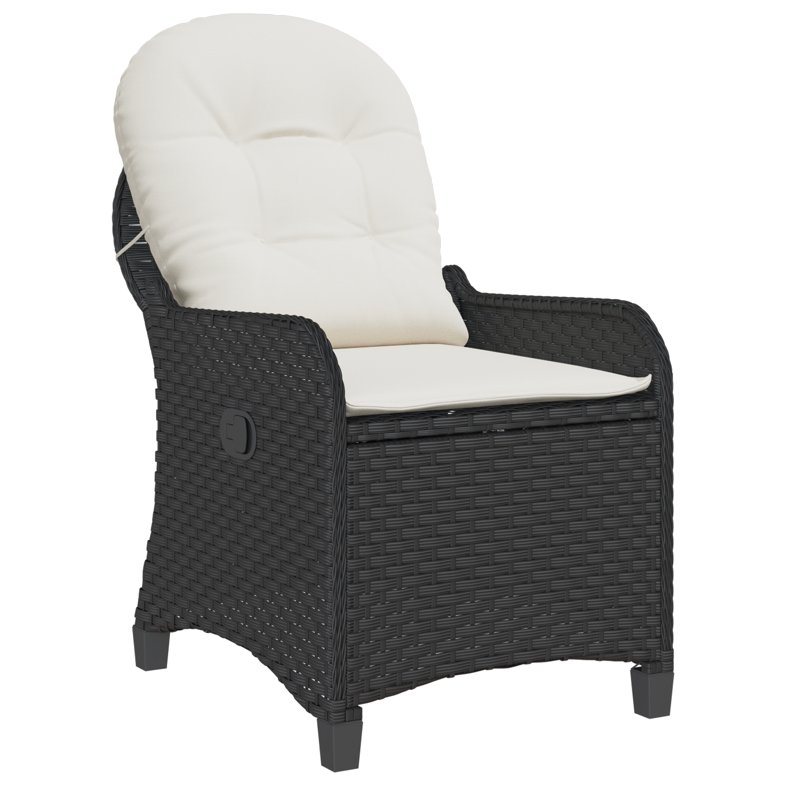 Recliner Chair with Cushion Black Poly Rattan - Image 4