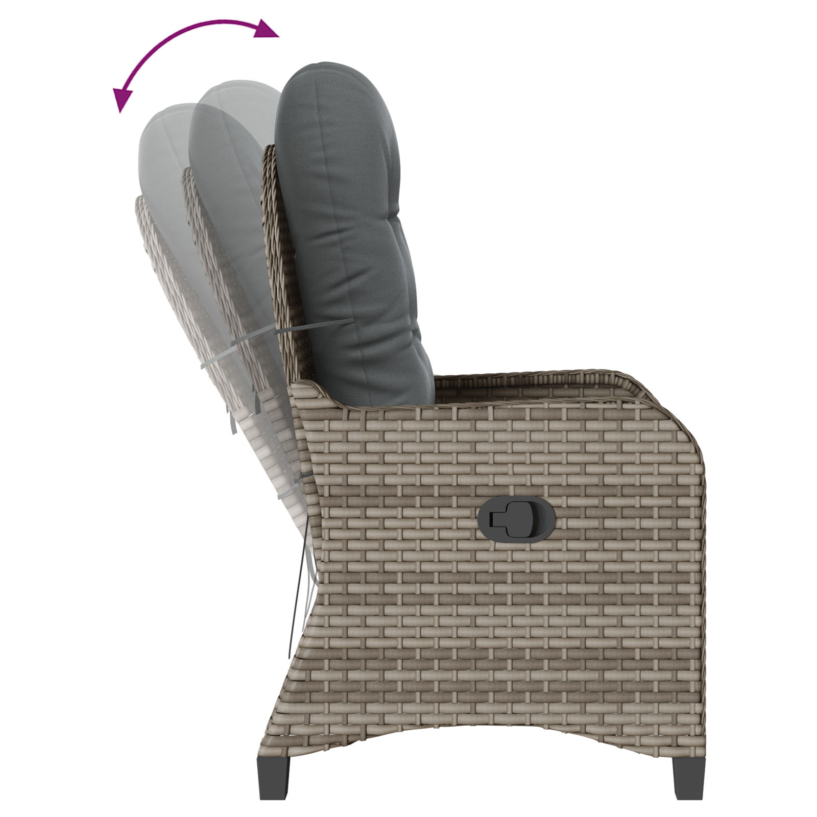 Recliner Chair with Cushion Grey Poly Rattan - Image 10
