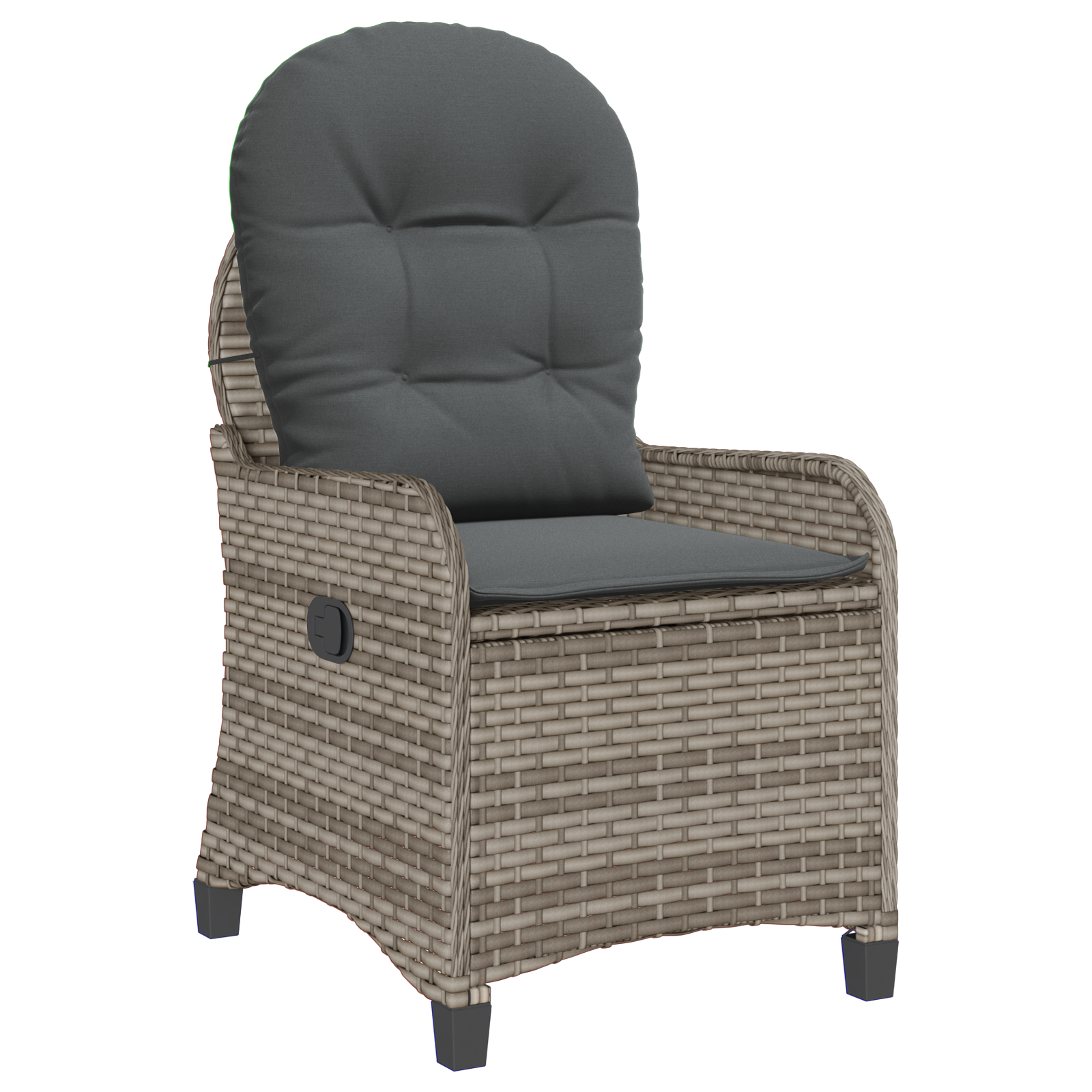 Recliner Chair with Cushion Grey Poly Rattan - Image 2