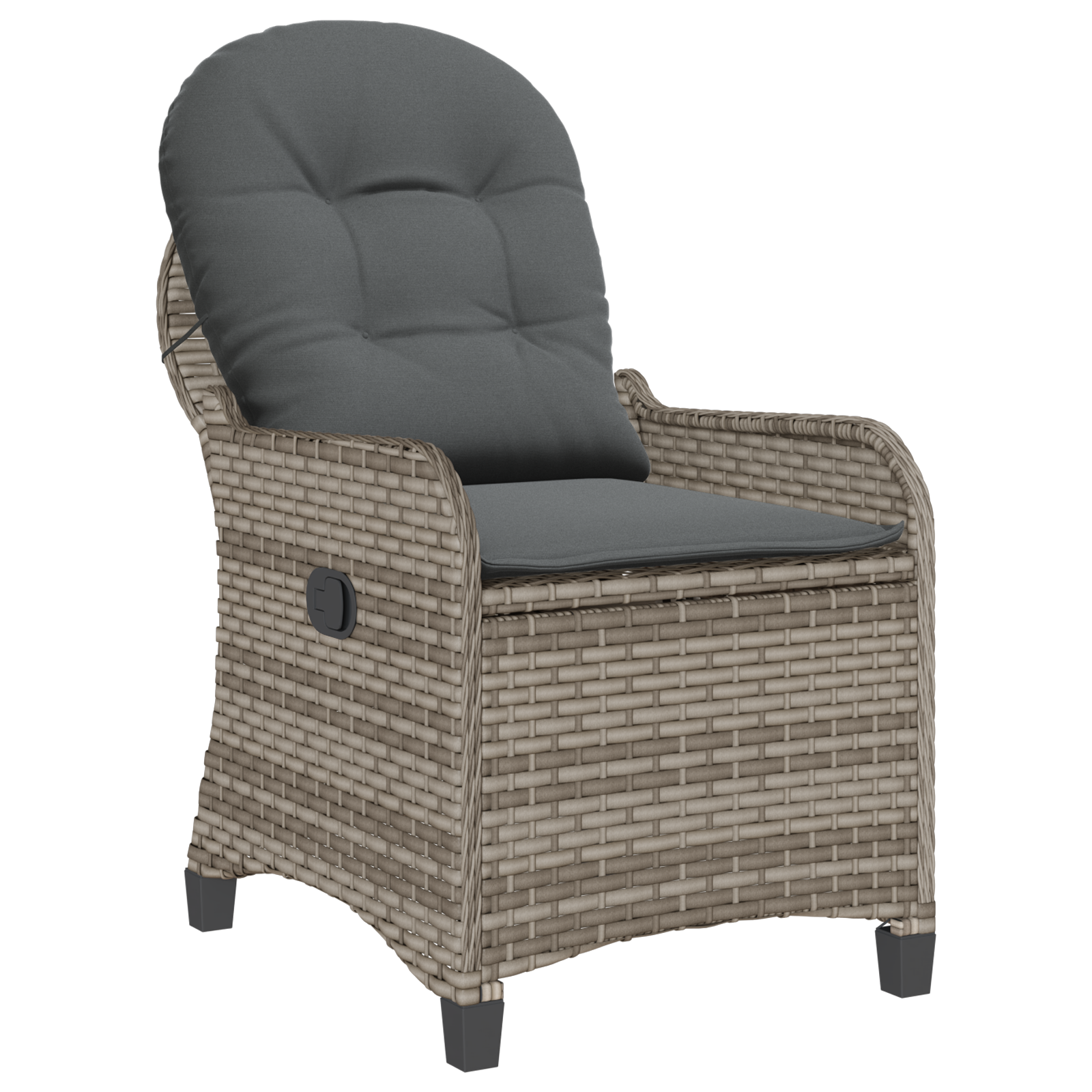 Recliner Chair with Cushion Grey Poly Rattan - Image 4