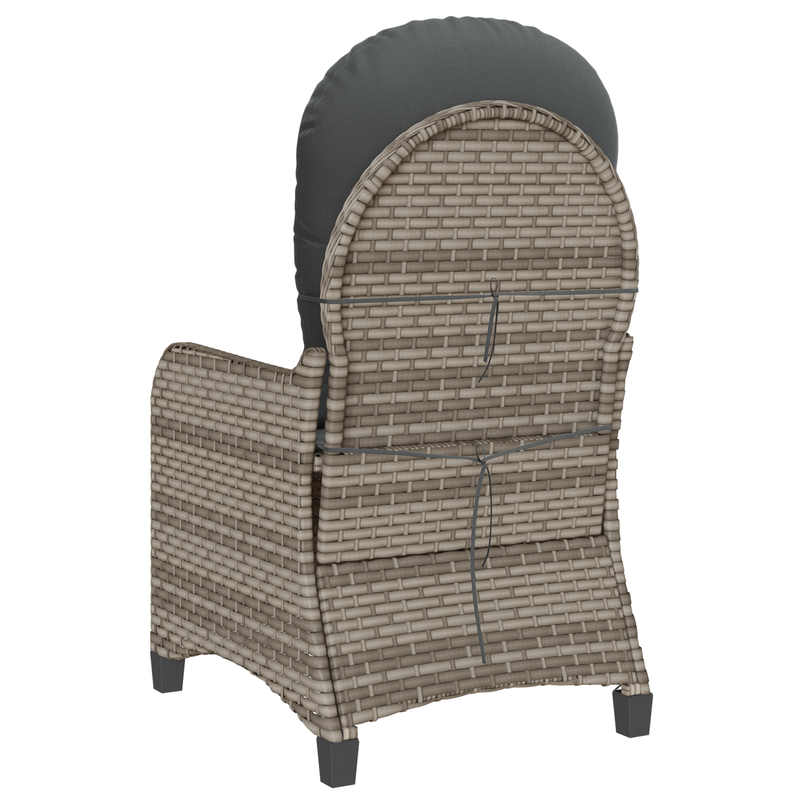 Recliner Chair with Cushion Grey Poly Rattan - Image 7