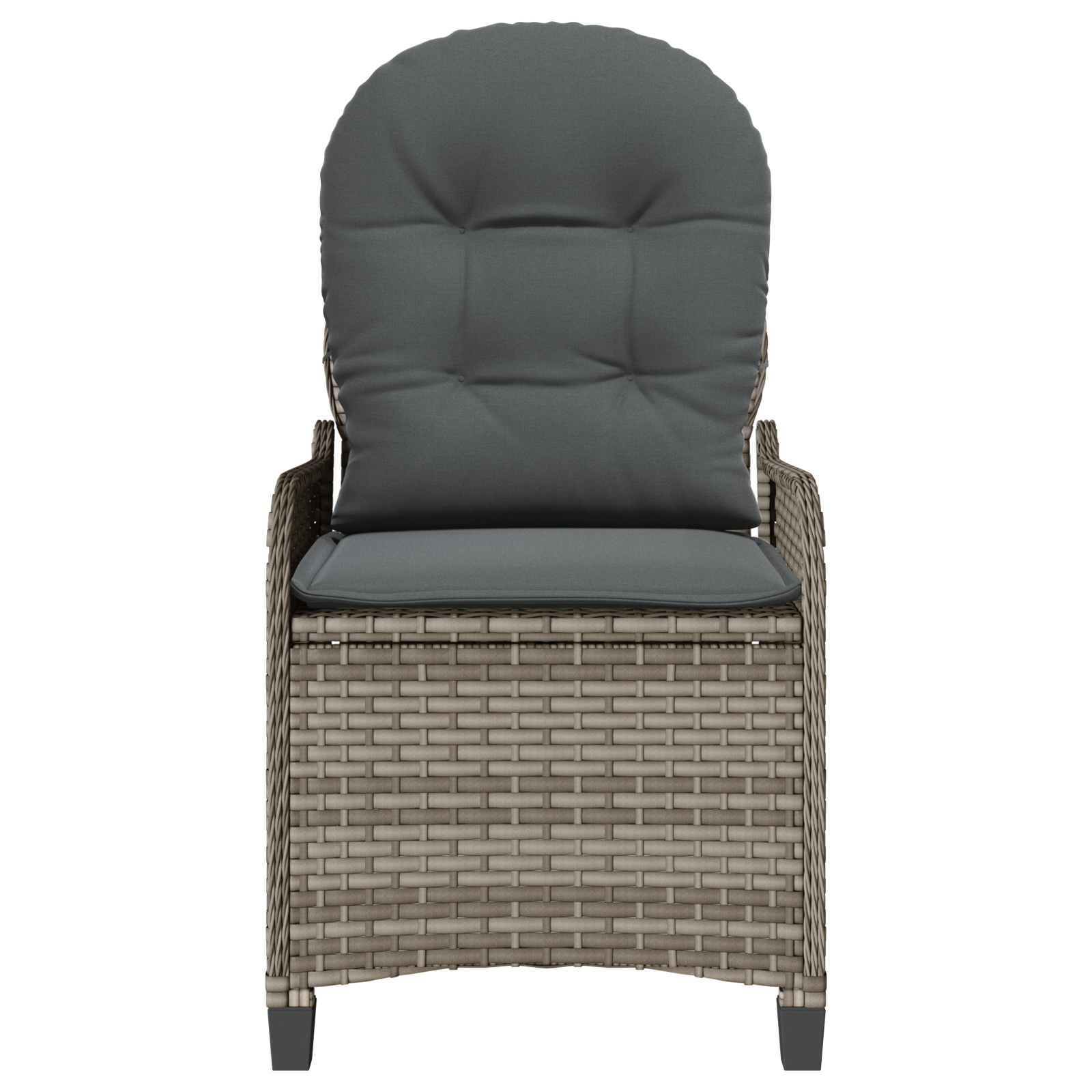 Recliner Chair with Cushion Grey Poly Rattan - Image 5