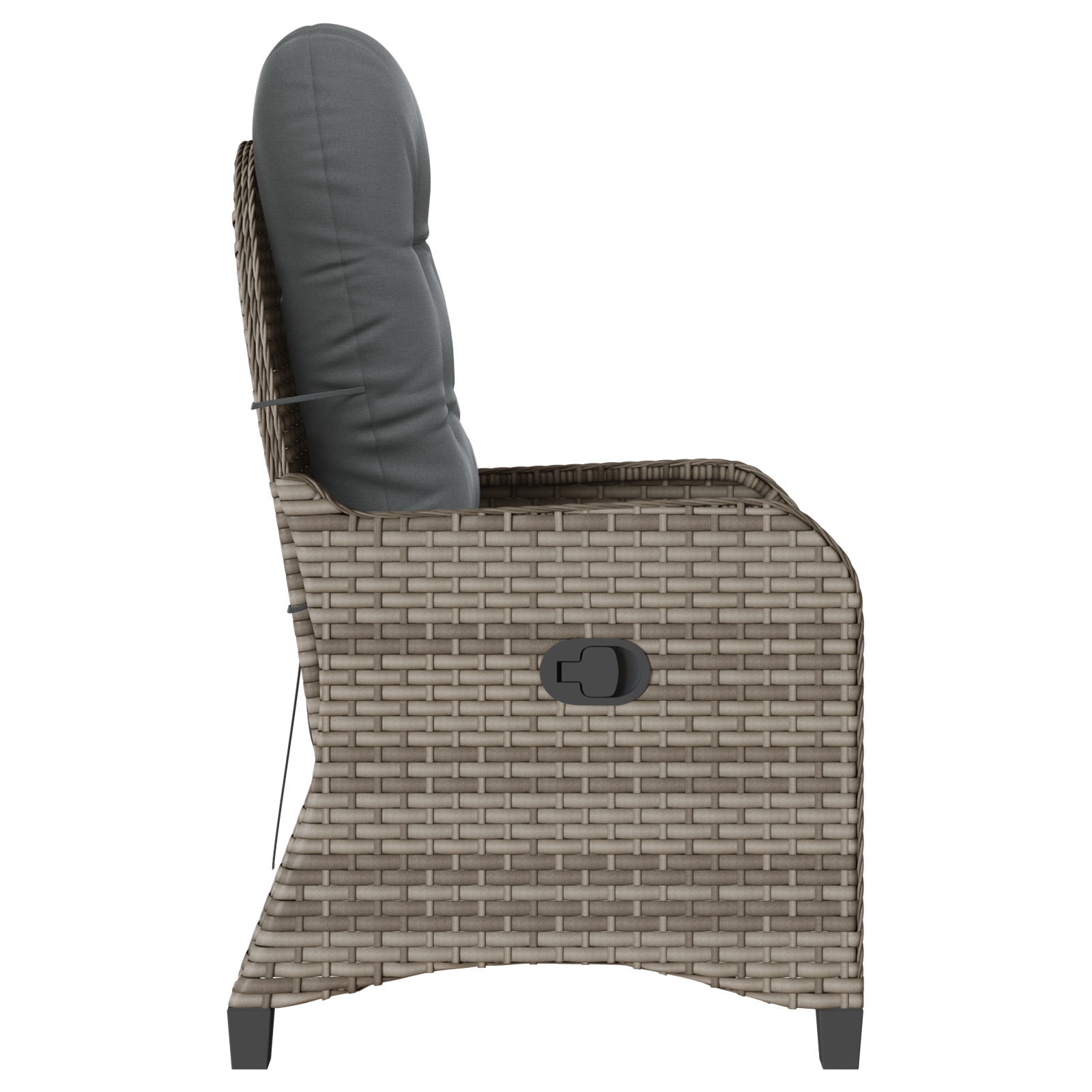 Recliner Chair with Cushion Grey Poly Rattan - Image 6