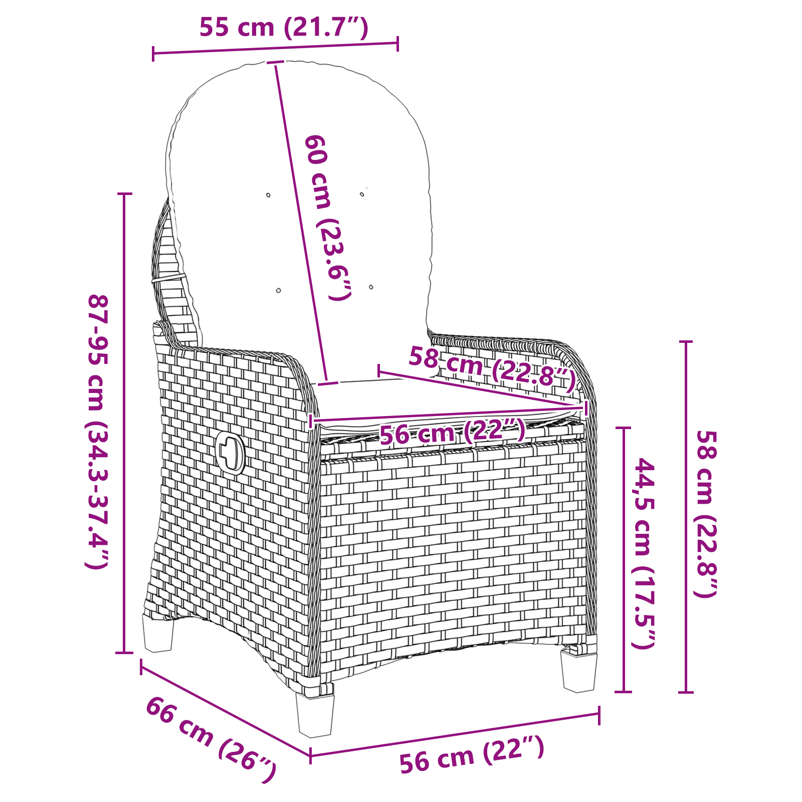 Recliner Chair with Cushion Grey Poly Rattan - Image 11