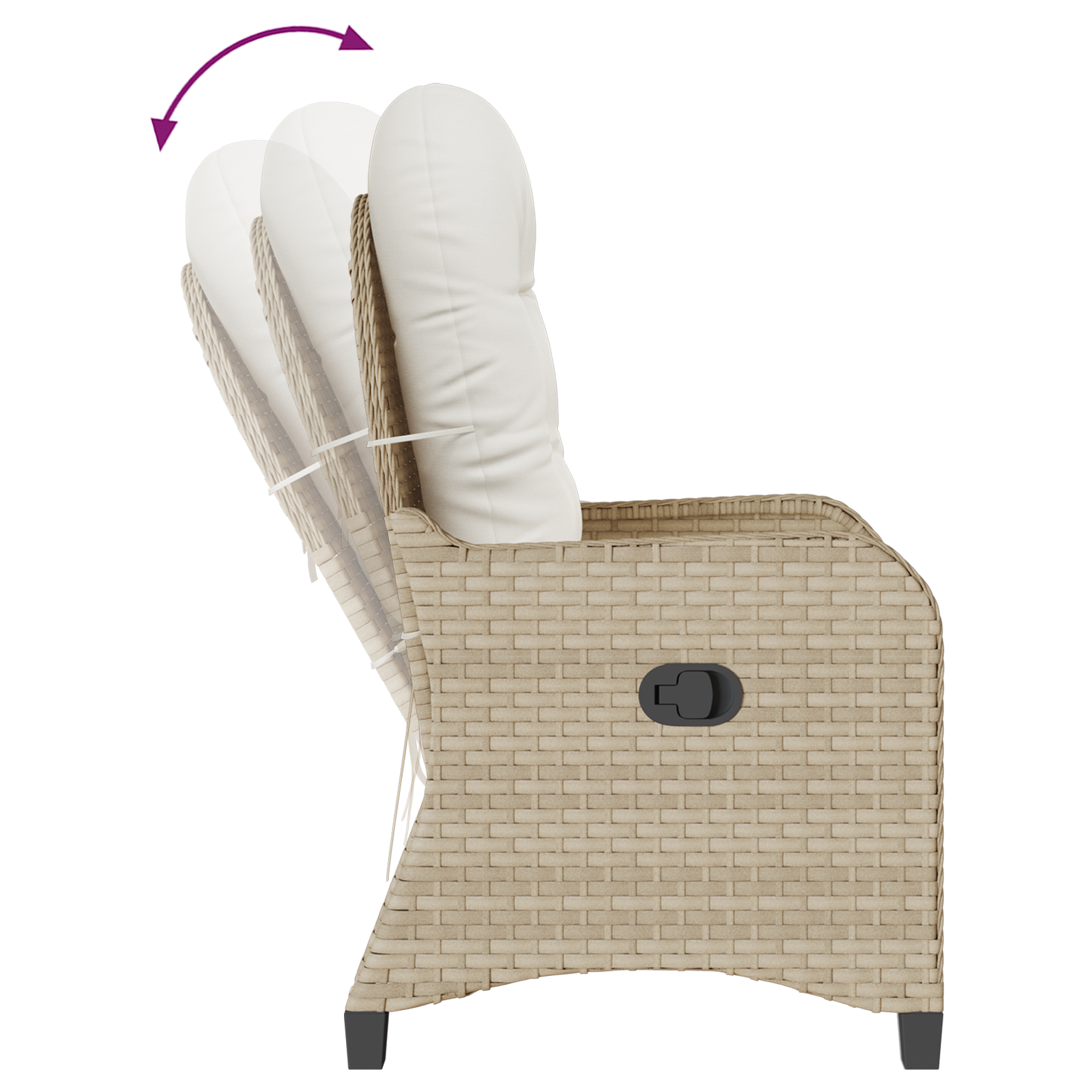 Recliner Chair with Cushion Beige Poly Rattan - Image 10