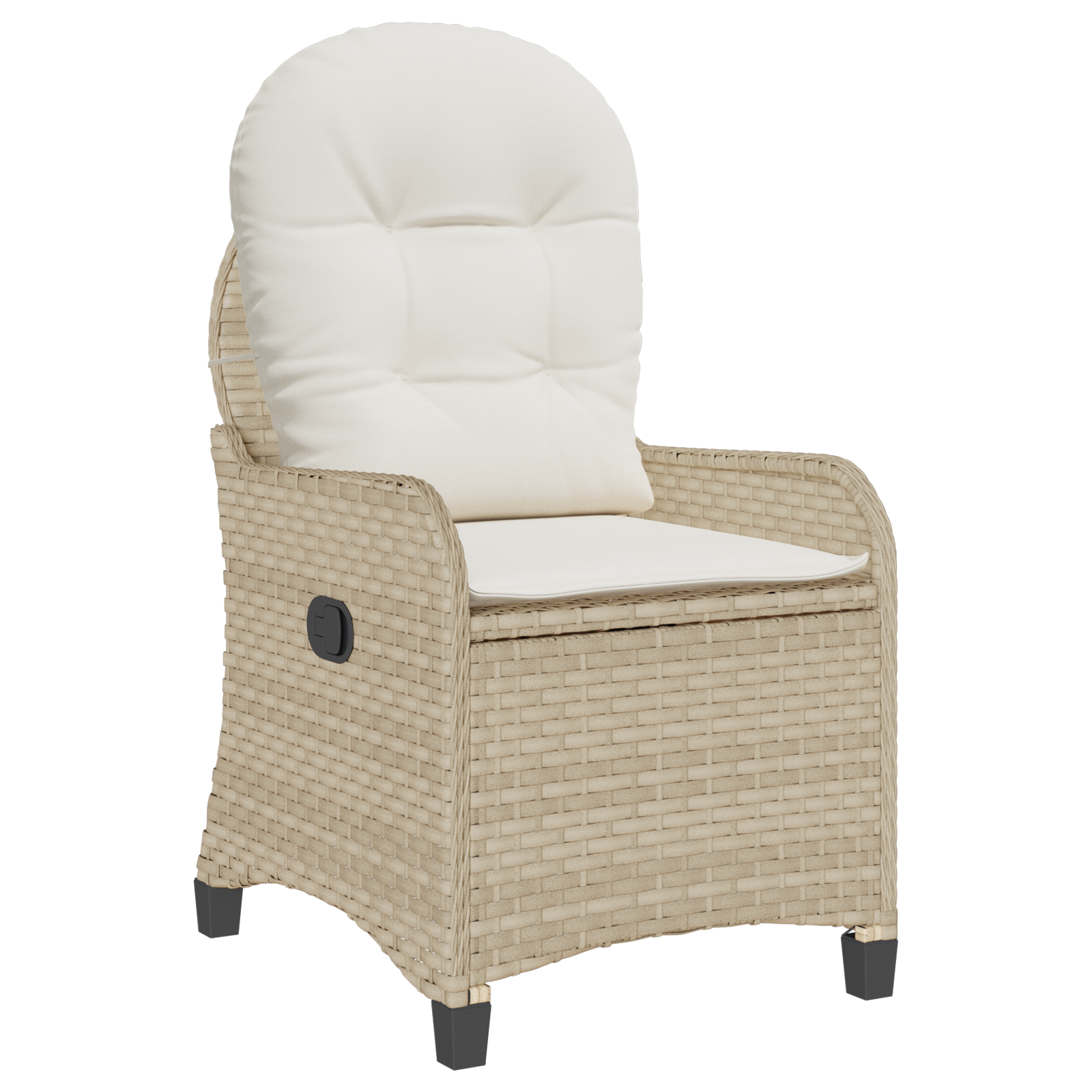 Recliner Chair with Cushion Beige Poly Rattan - Image 2