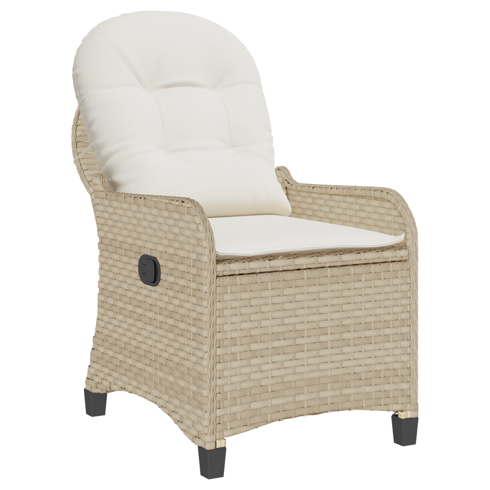 Recliner Chair with Cushion Beige Poly Rattan - Image 4