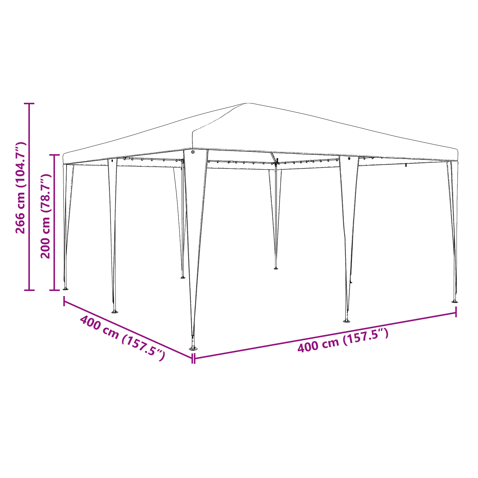 Balta šventės palapinė 4x4 m PE - Image 10