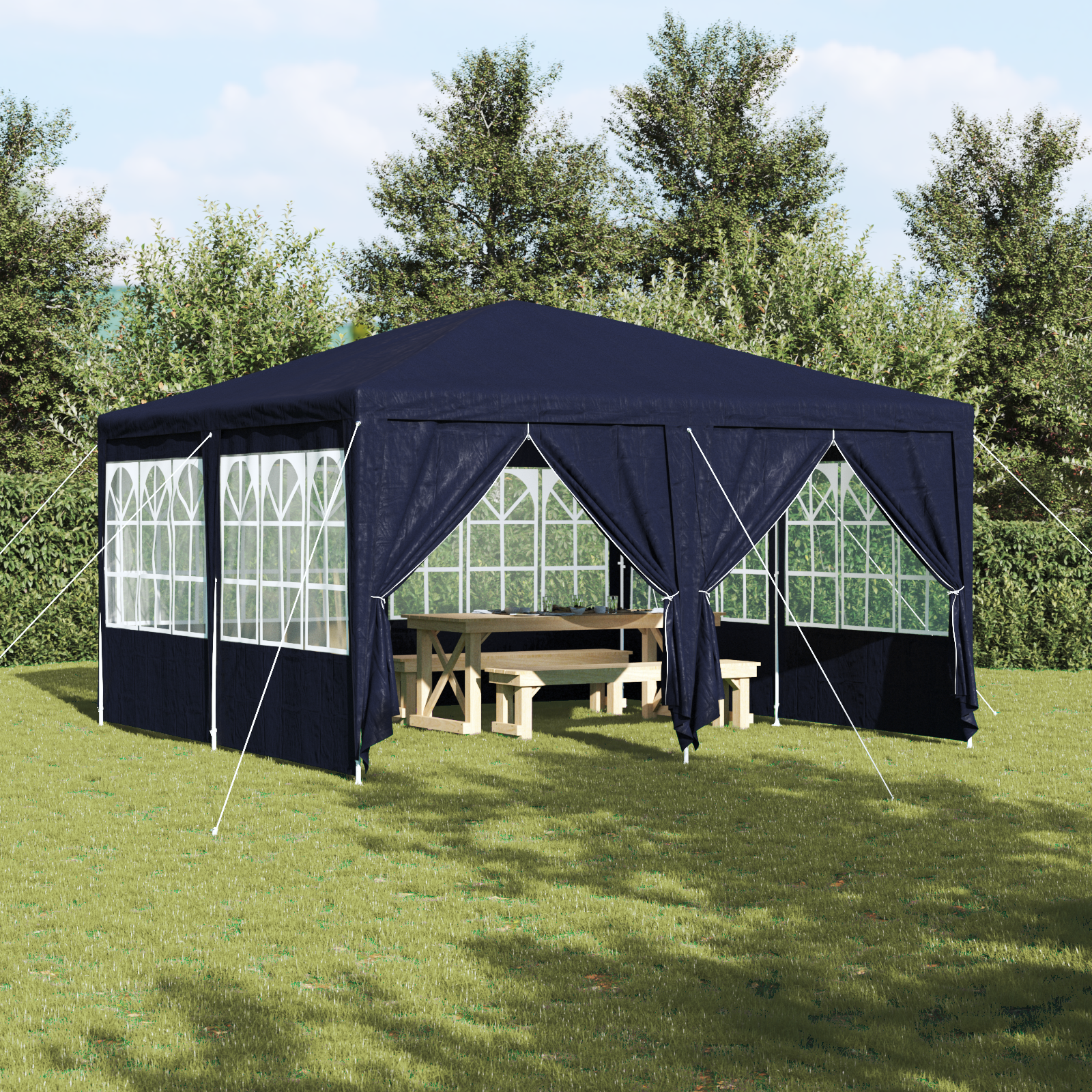 feesttent met 8 zijwanden blauw 4×4 m PE