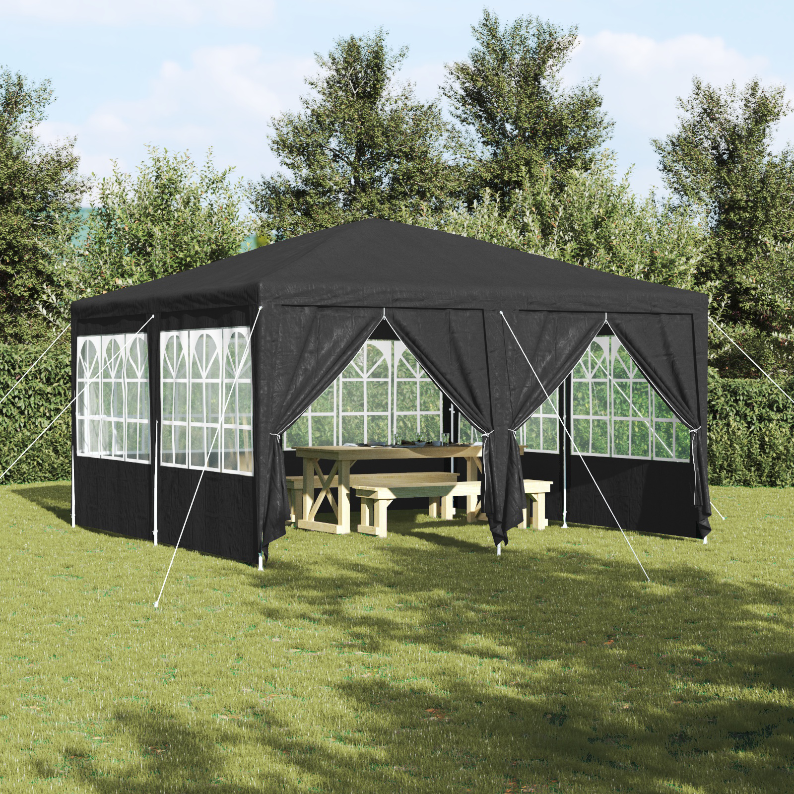 Feesttent met 8 Zijwanden Anthraciet 4×4 m PE