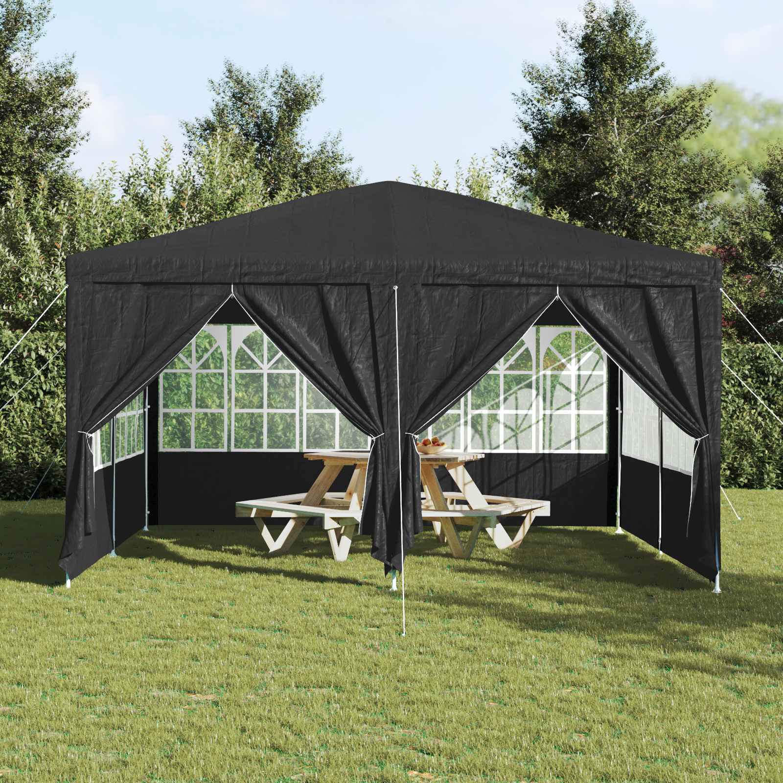 Party Tent with 8 Sidewalls Anthracite 4x4 m PE - Image 4