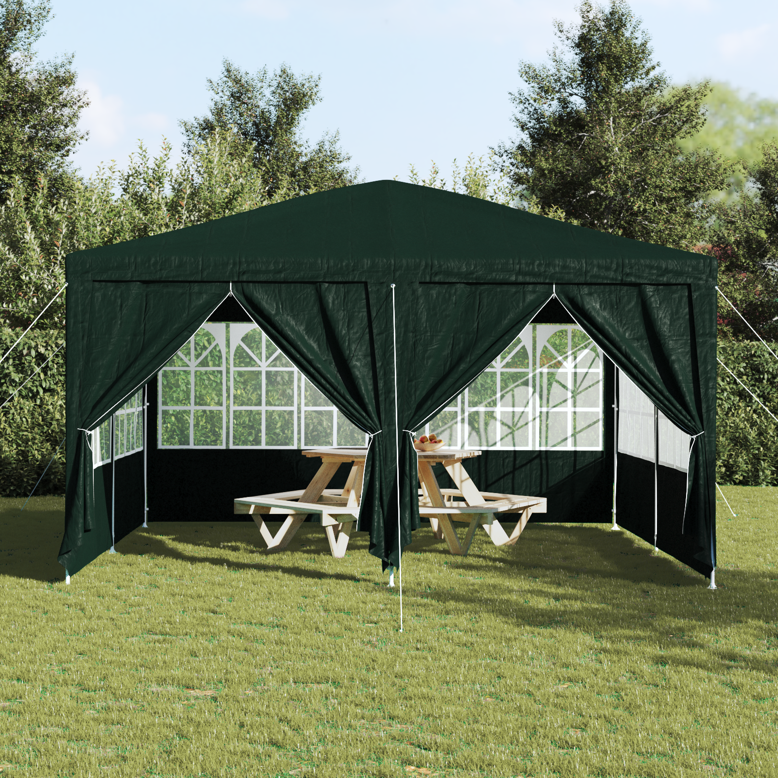 Party Tent with 8 Sidewalls Green 4x4 m PE - Image 4
