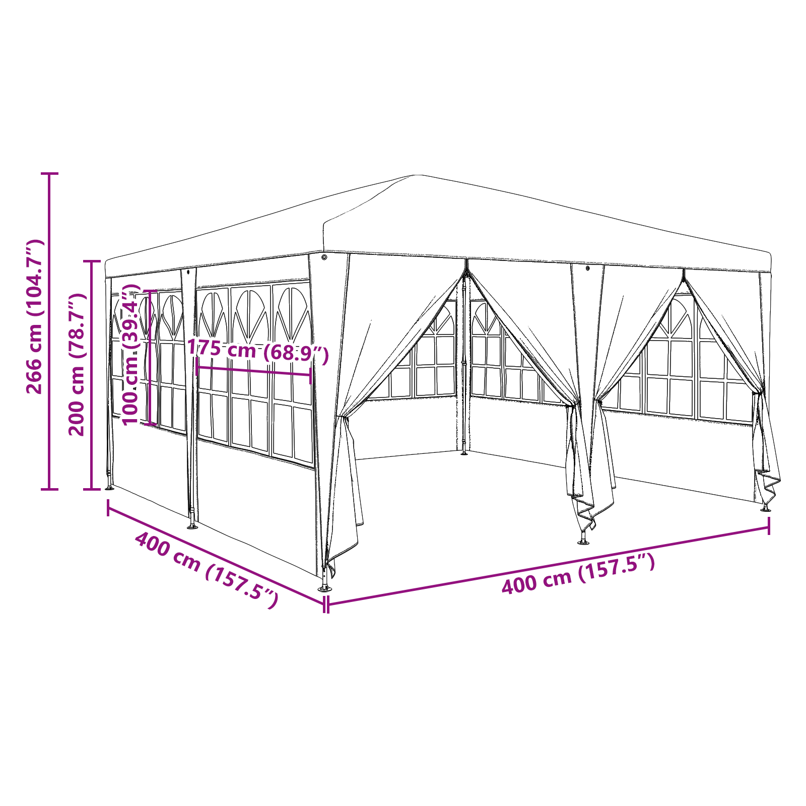 Party Tent with 8 Sidewalls Green 4x4 m PE - Image 11